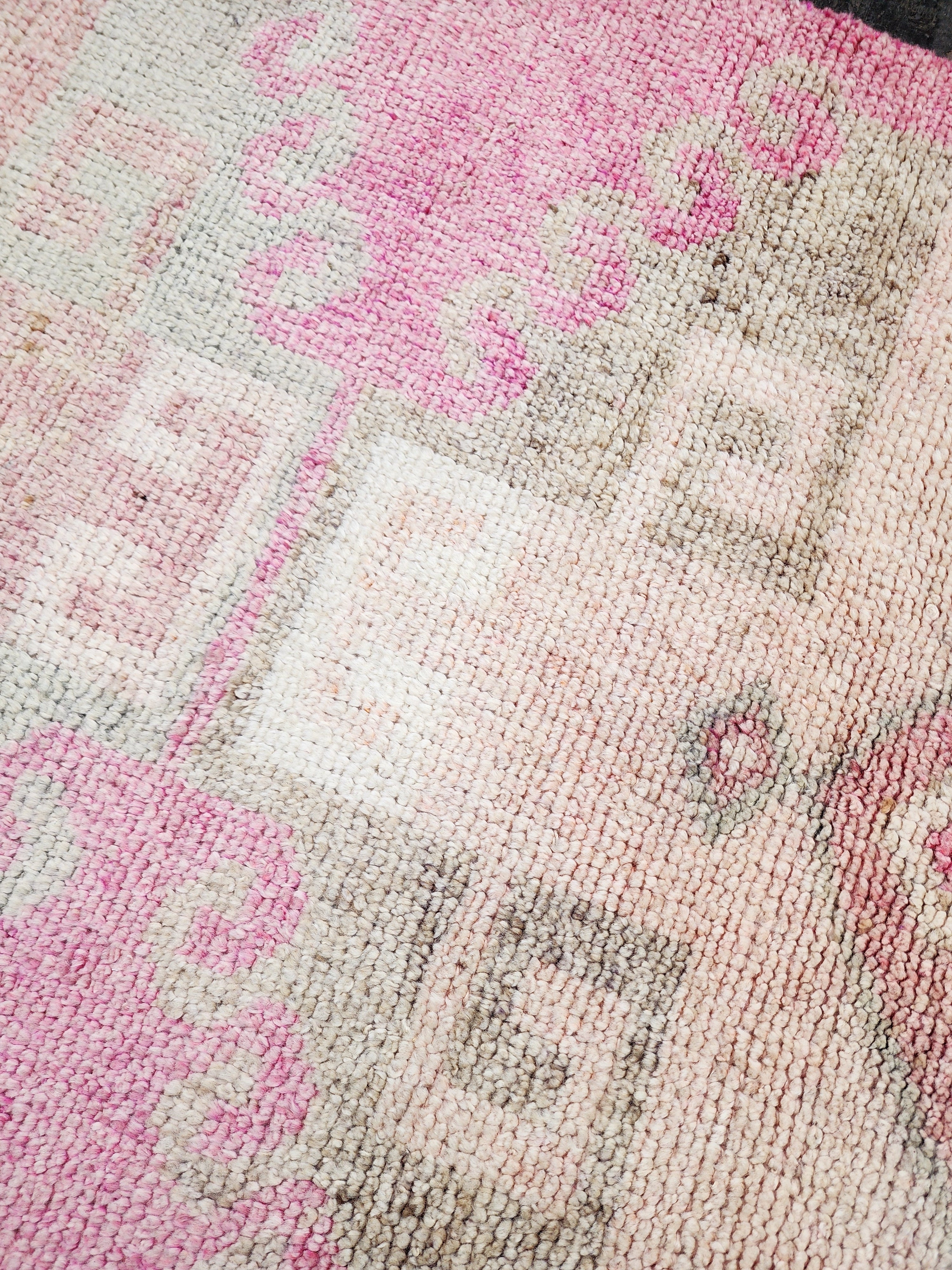 Tapis de couloir Oushak turc pâle 11'10''x3'3''