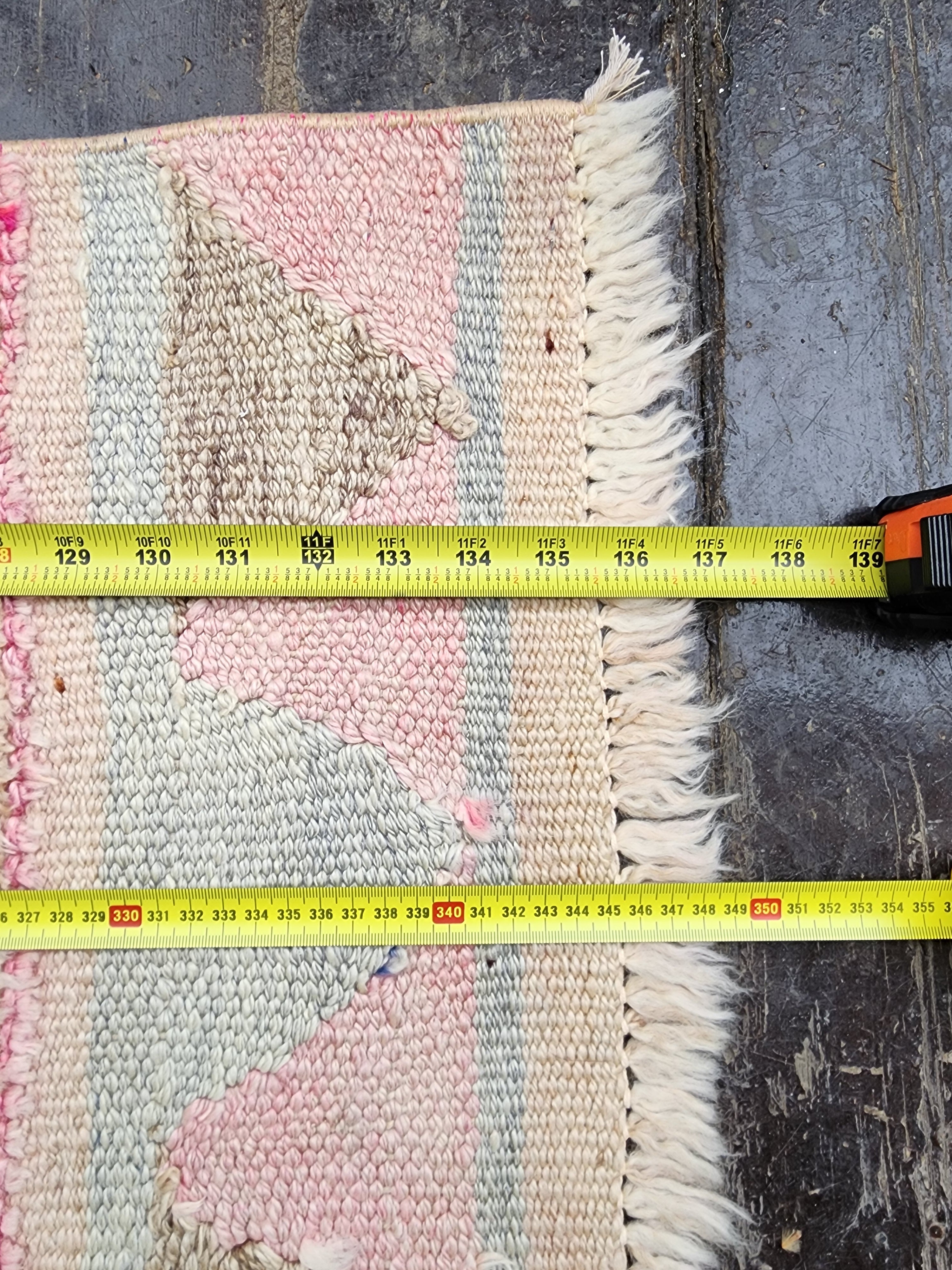 Tapis de couloir Oushak turc pâle 3'1'' x 11'4''