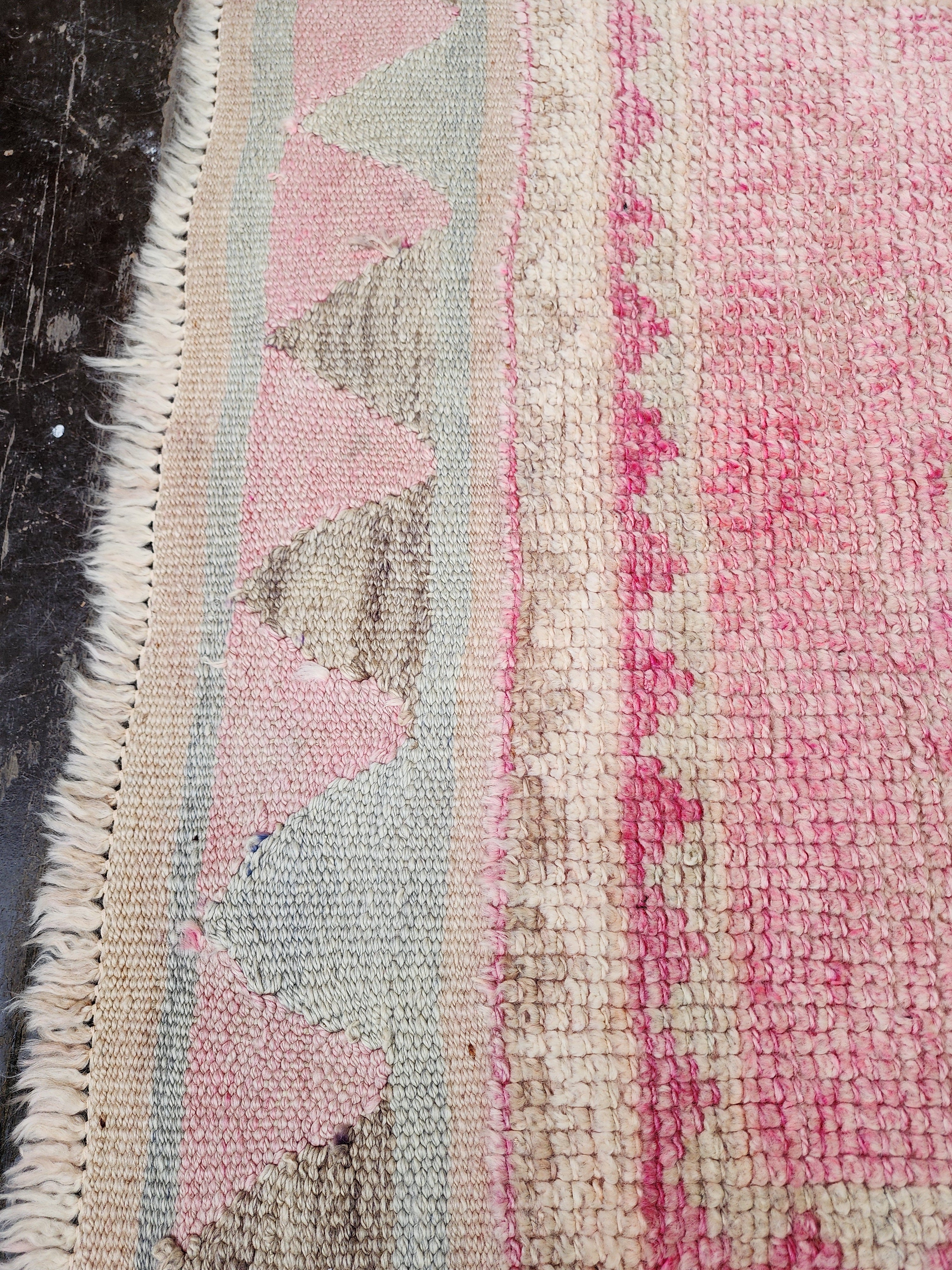 Tapis de couloir Oushak turc pâle 3'1'' x 11'4''