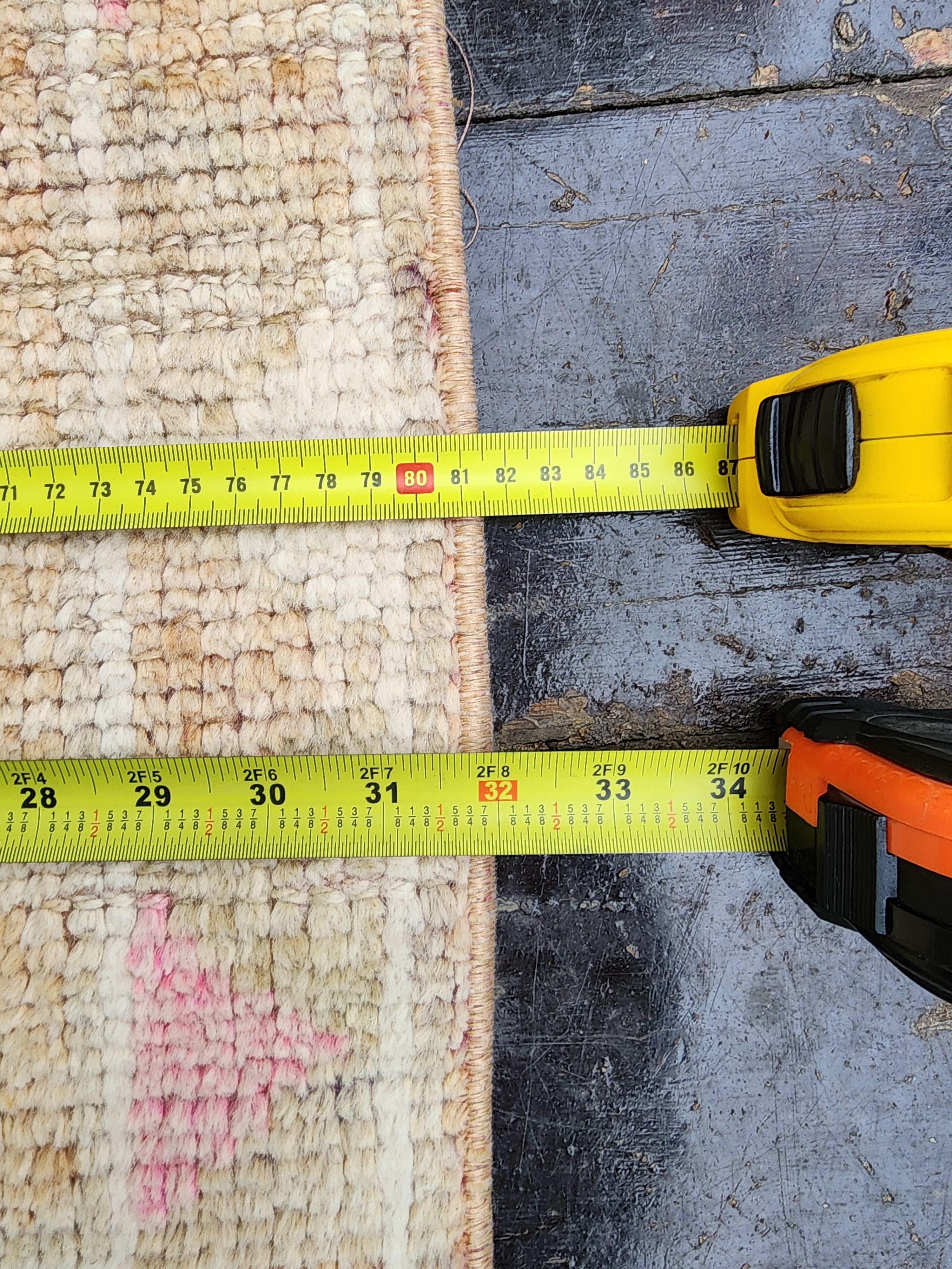 vintage Oushak Wool Runner Rug — colour close-up