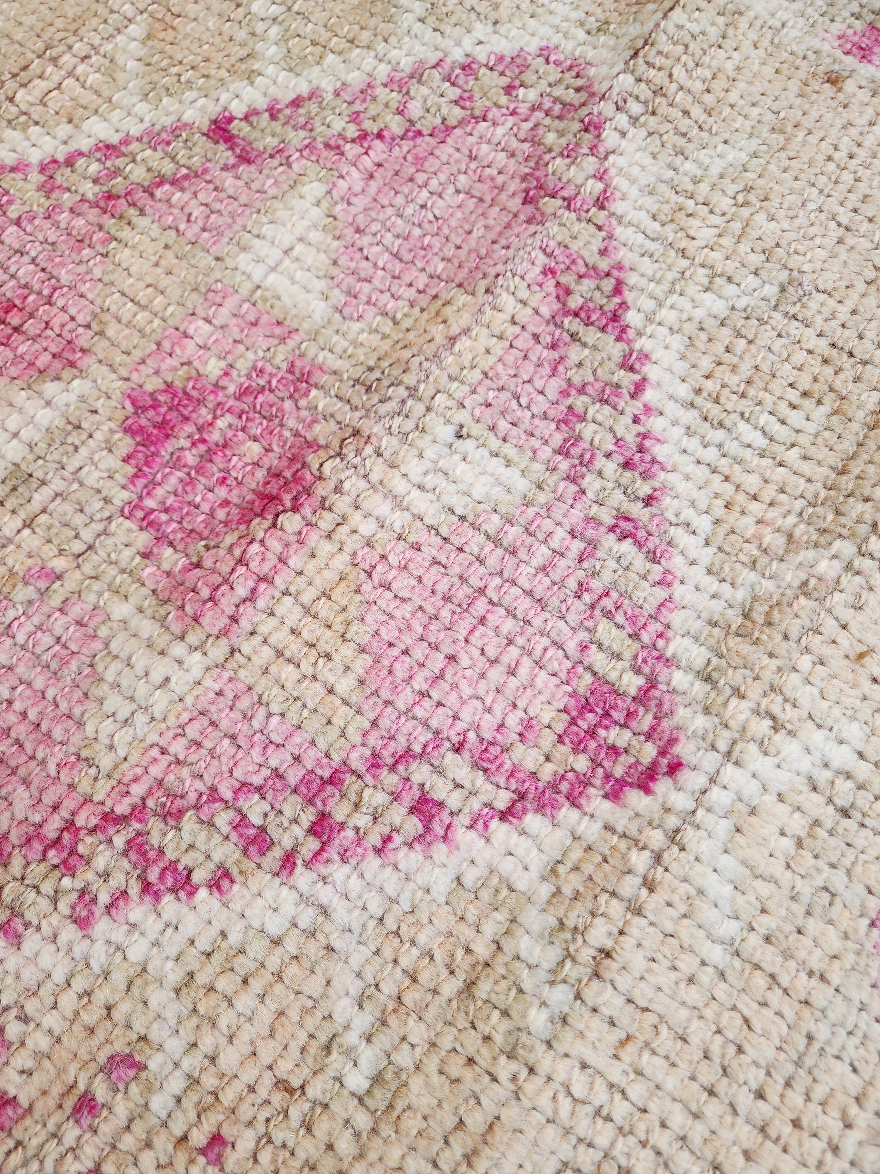 Tapis de couloir Oushak turc pâle 12'1''x2'8''