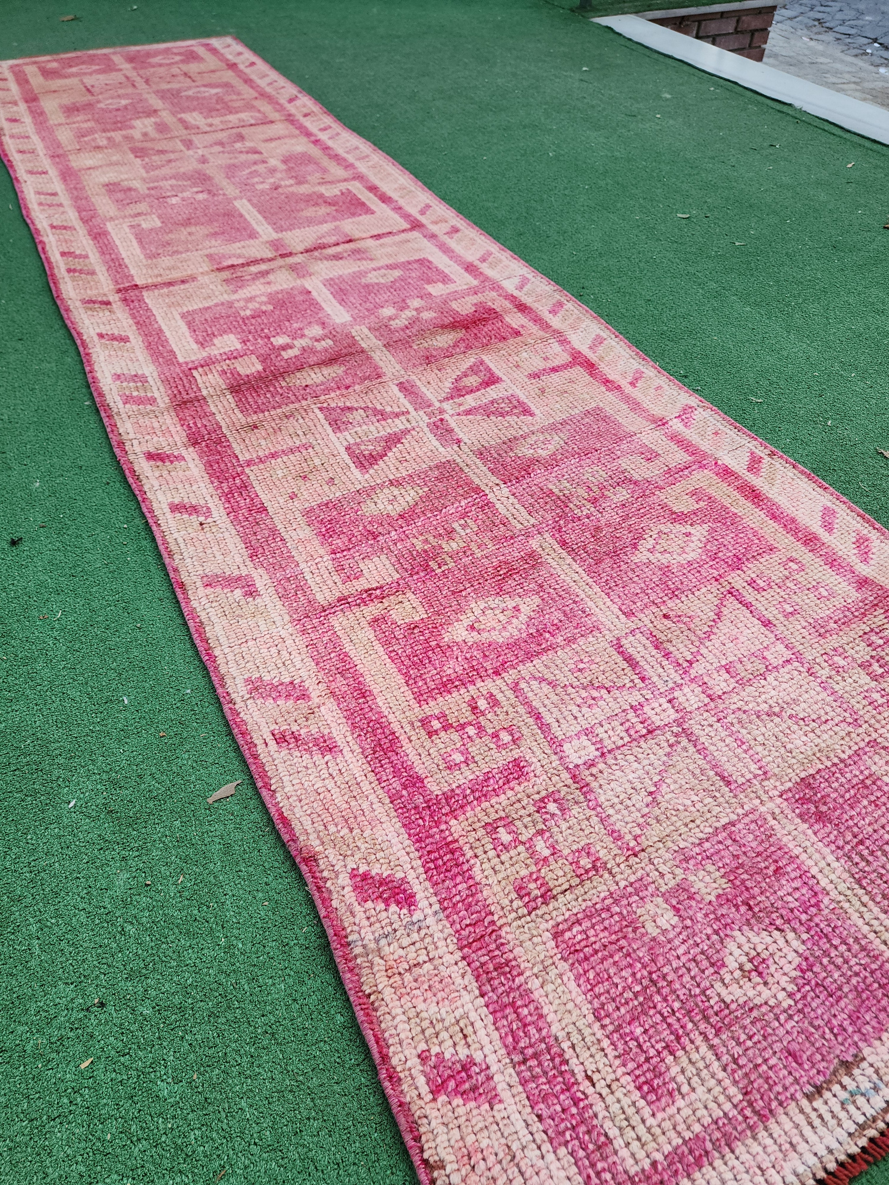 vintage Turkish Runner Rug — back view
