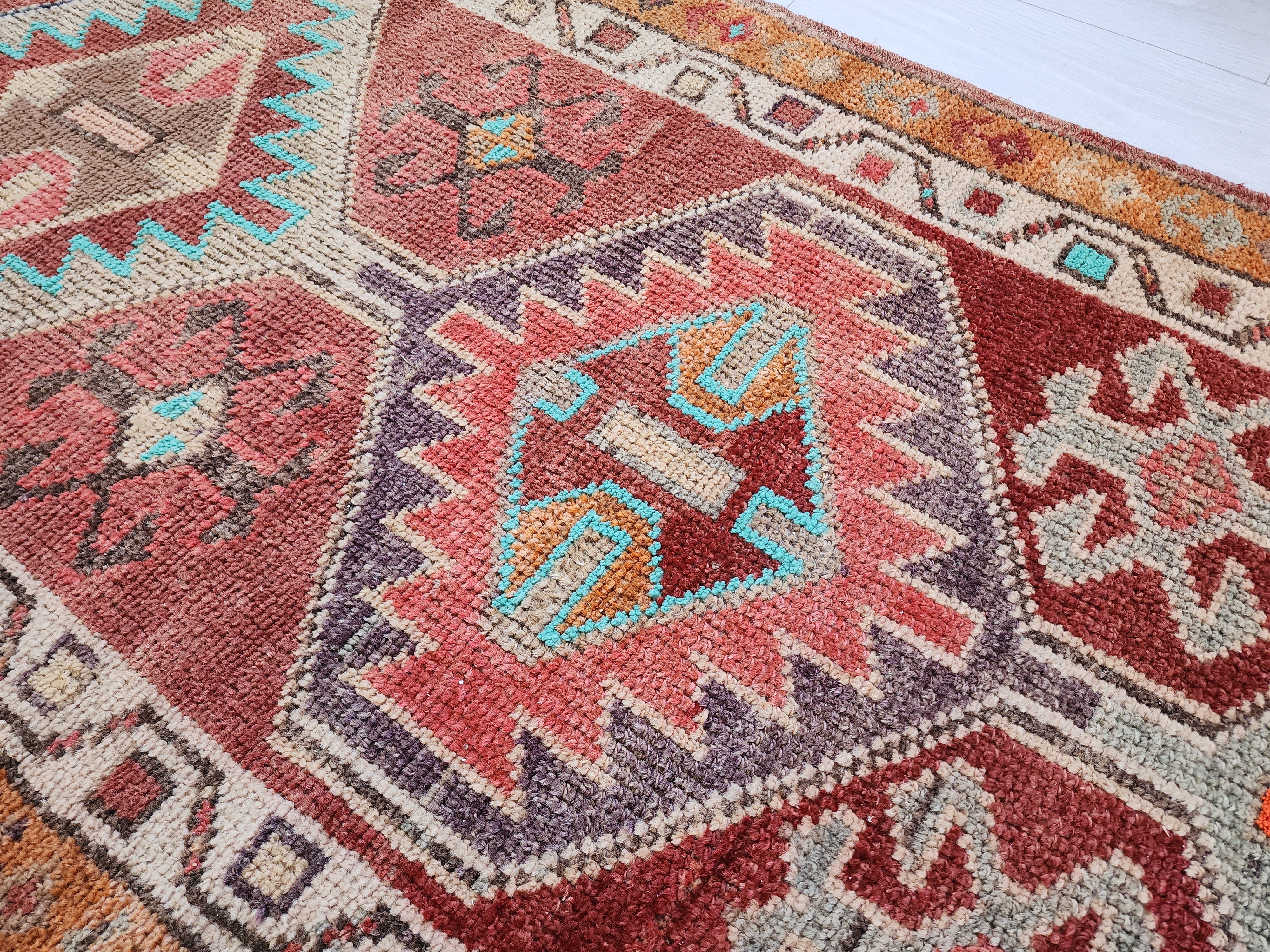 antique Turkish Wool Runner Rug — pile detail