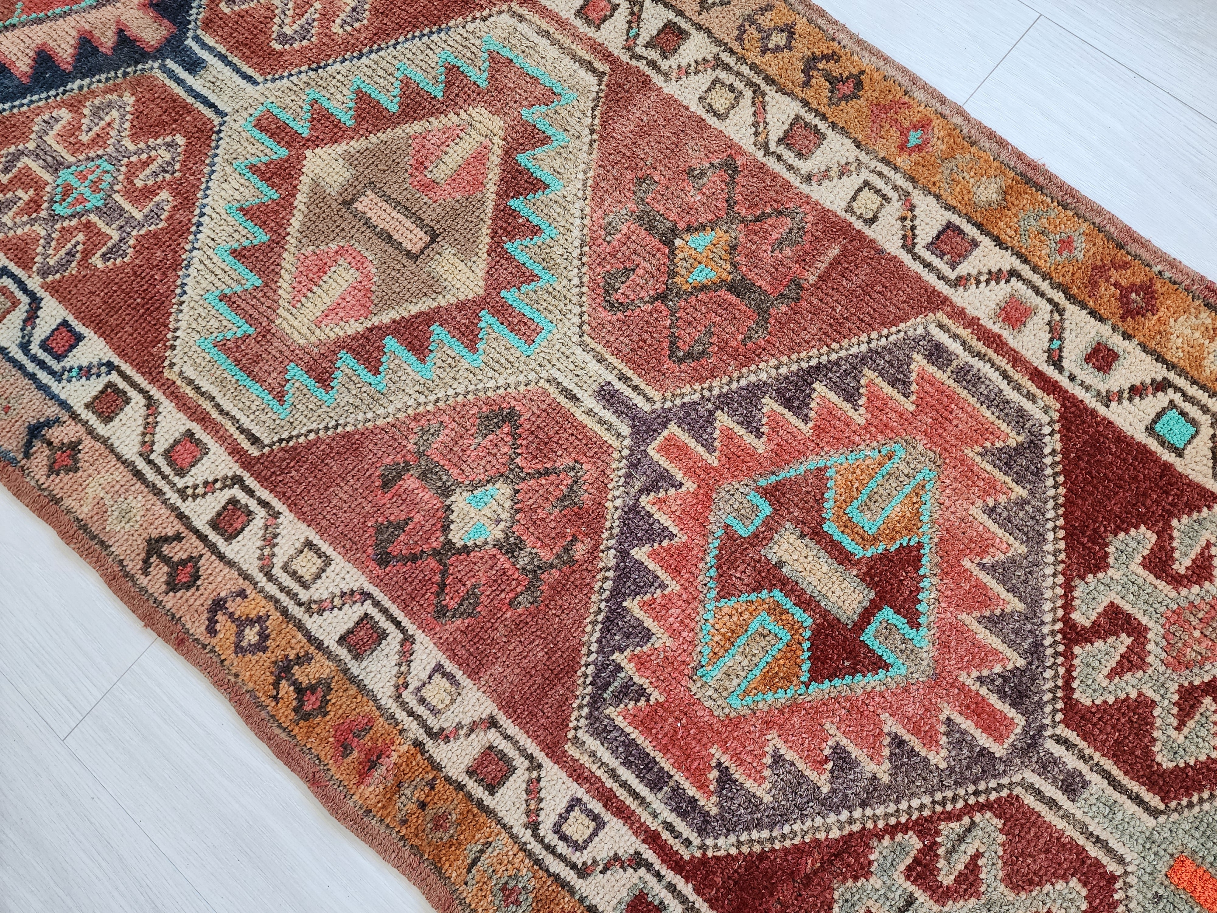 antique Turkish Wool Runner Rug — in setting