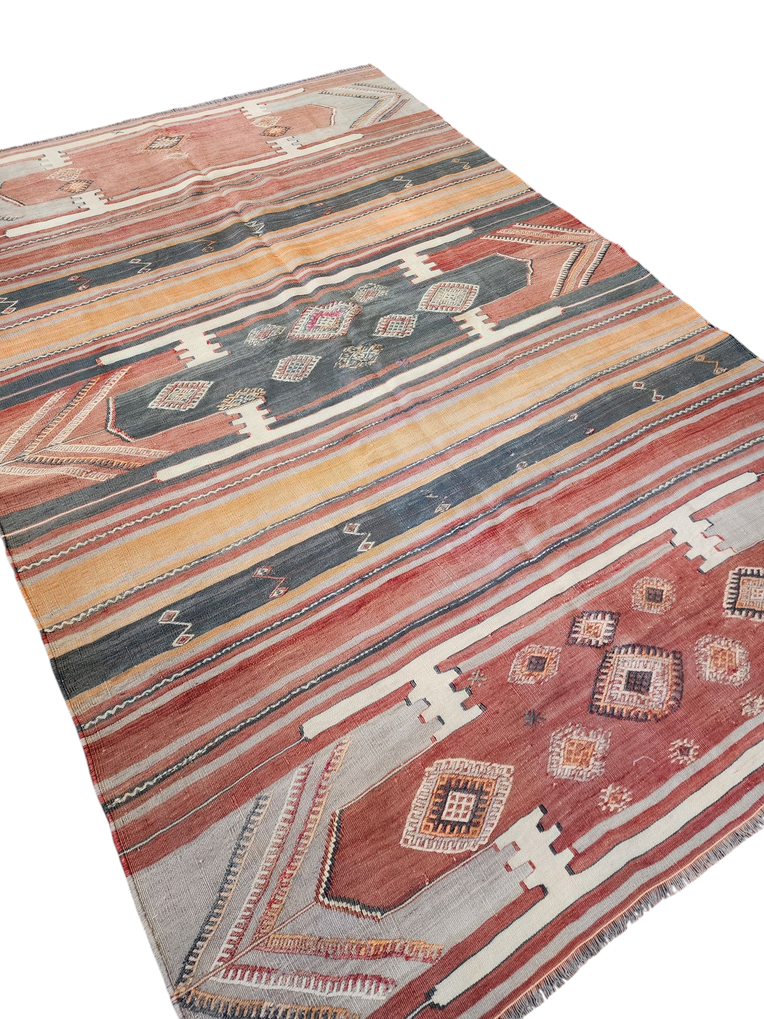 vintage Anatolian Wool Area Rug — back view