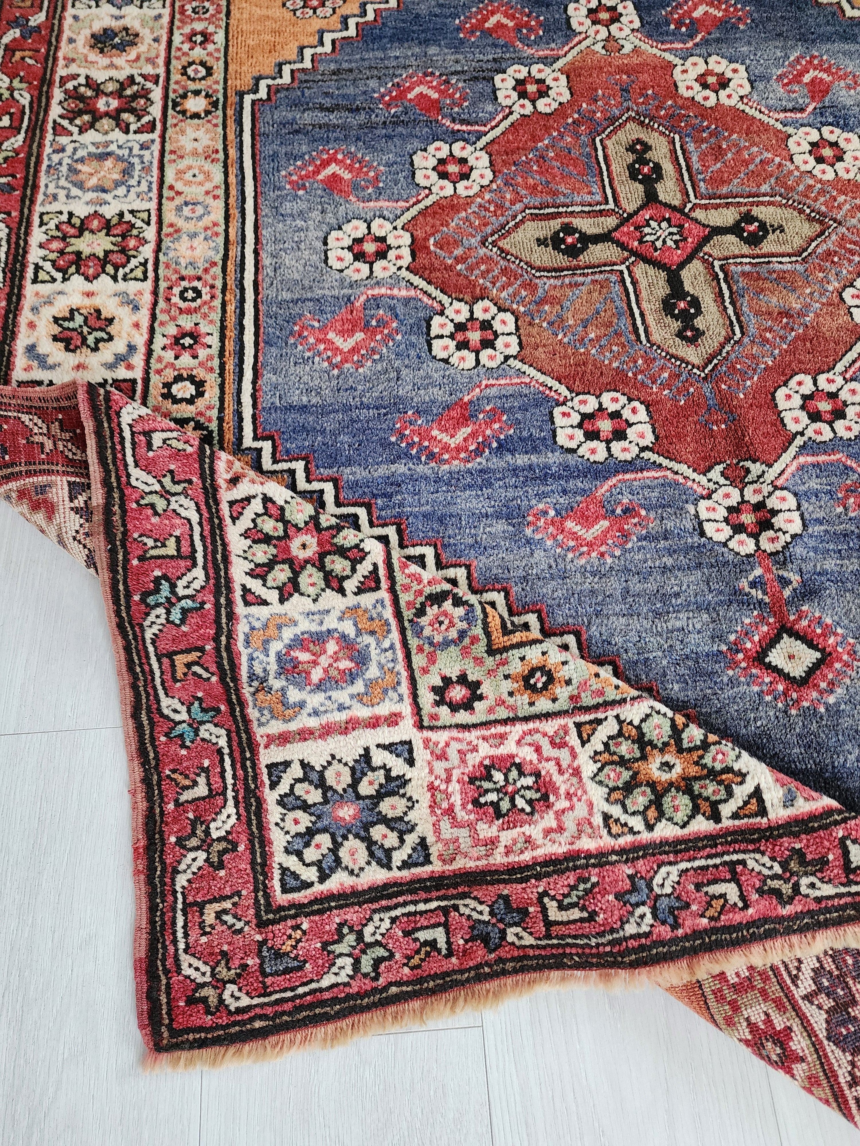 antique Anatolian Wool Area Rug — back view