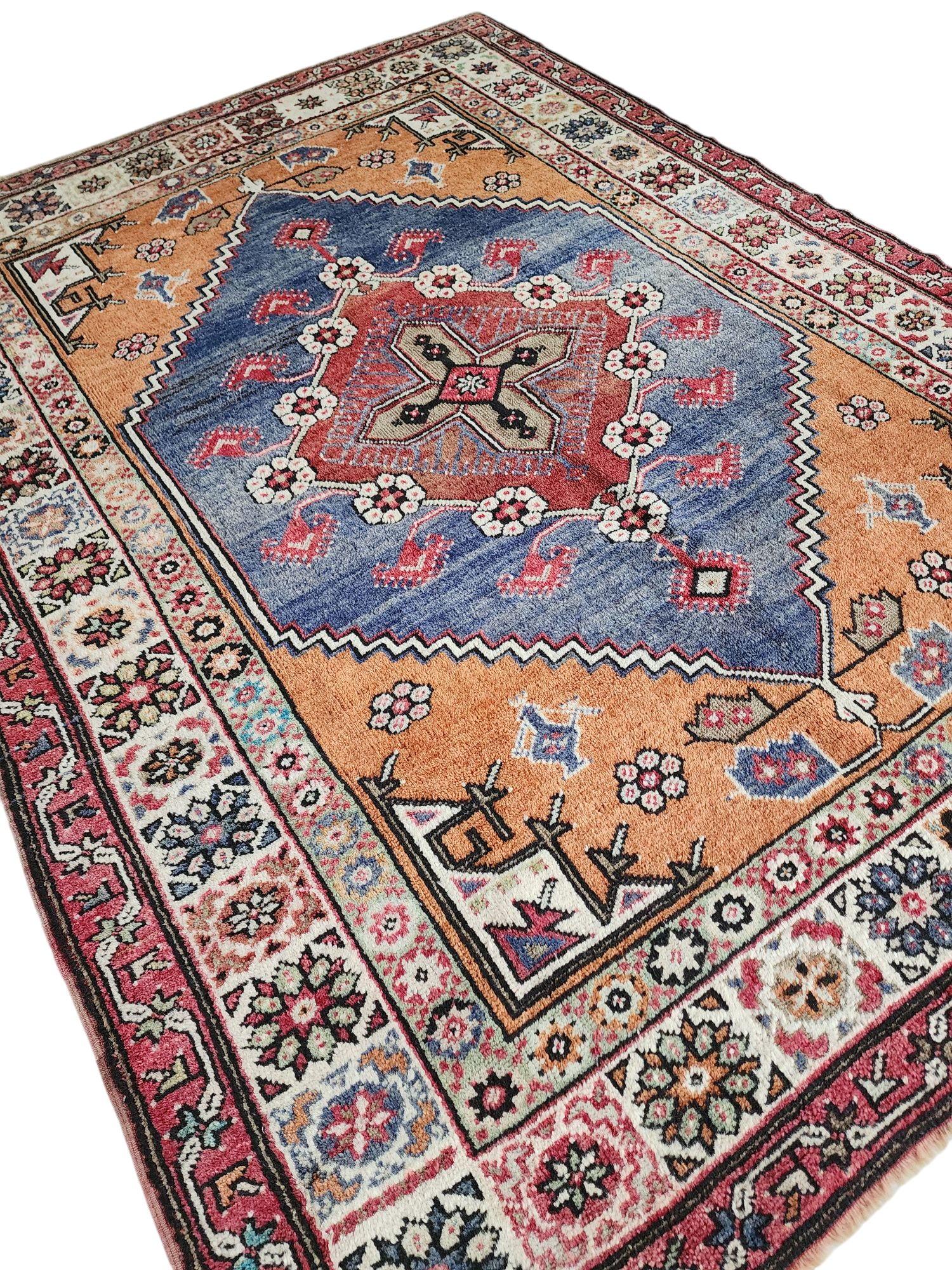antique Anatolian Wool Area Rug — detail texture