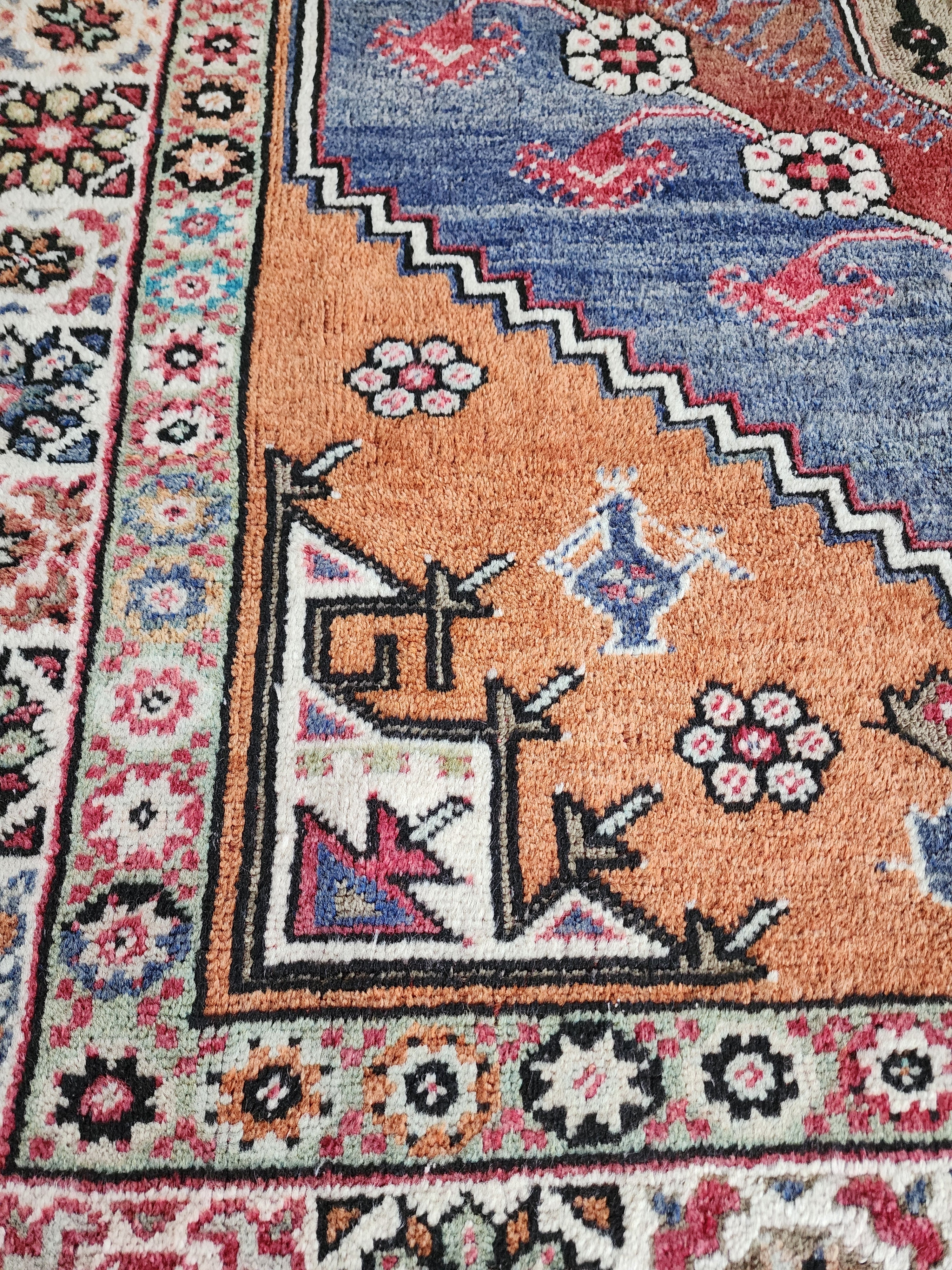 antique Anatolian Wool Area Rug — pattern close-up