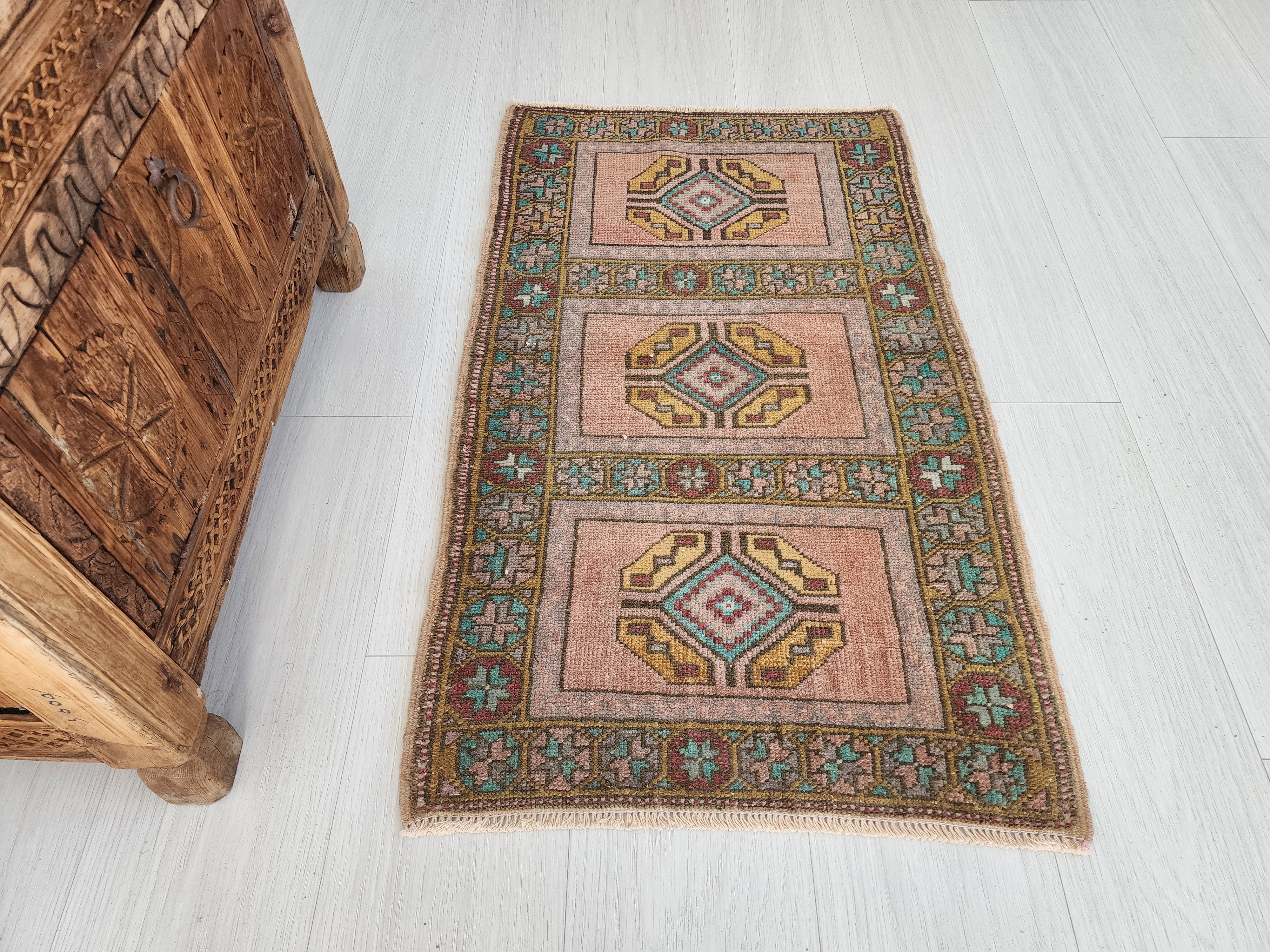 vintage Anatolian Wool Small Rug — detail texture
