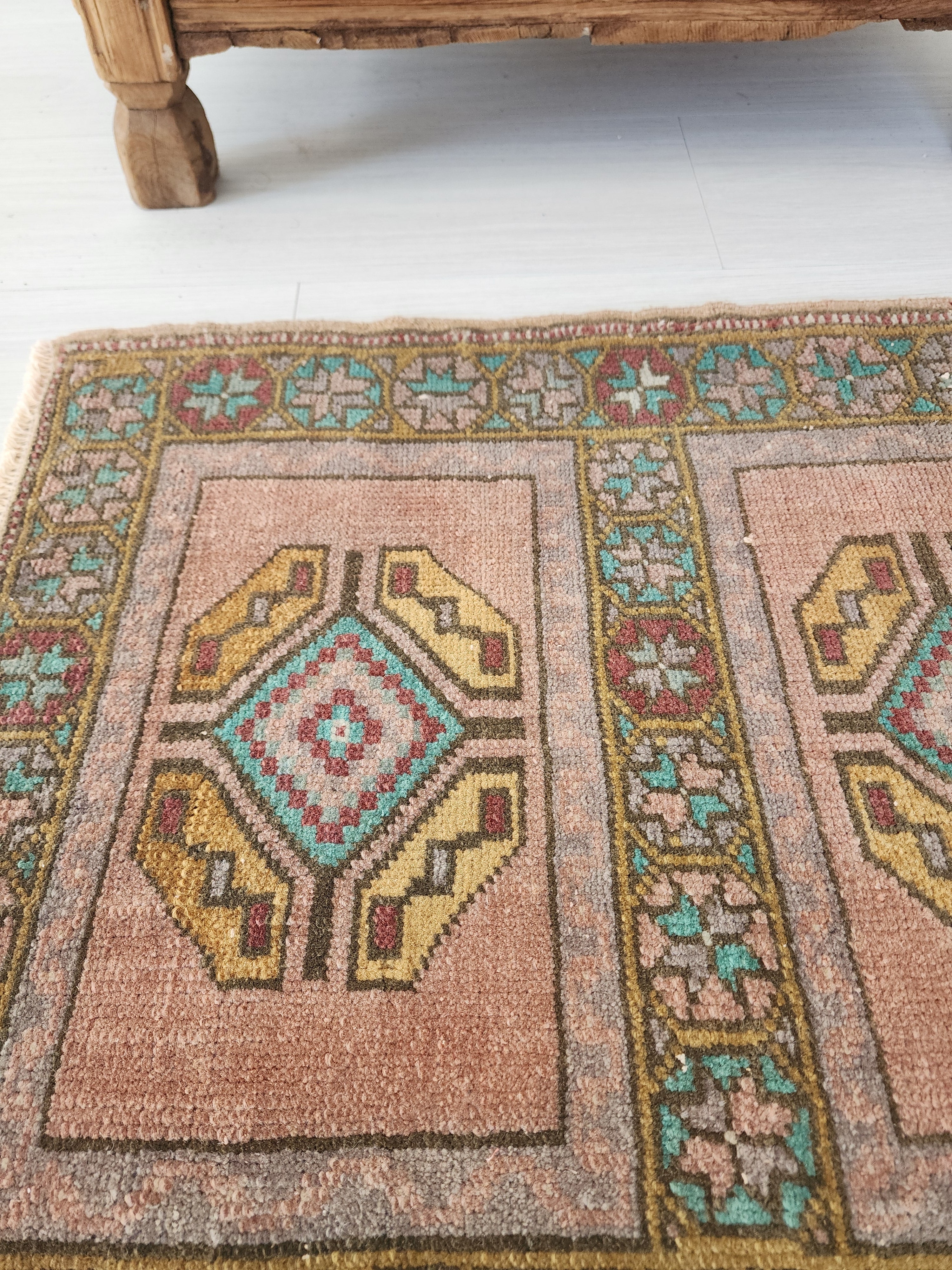 vintage Anatolian Wool Small Rug — pile detail