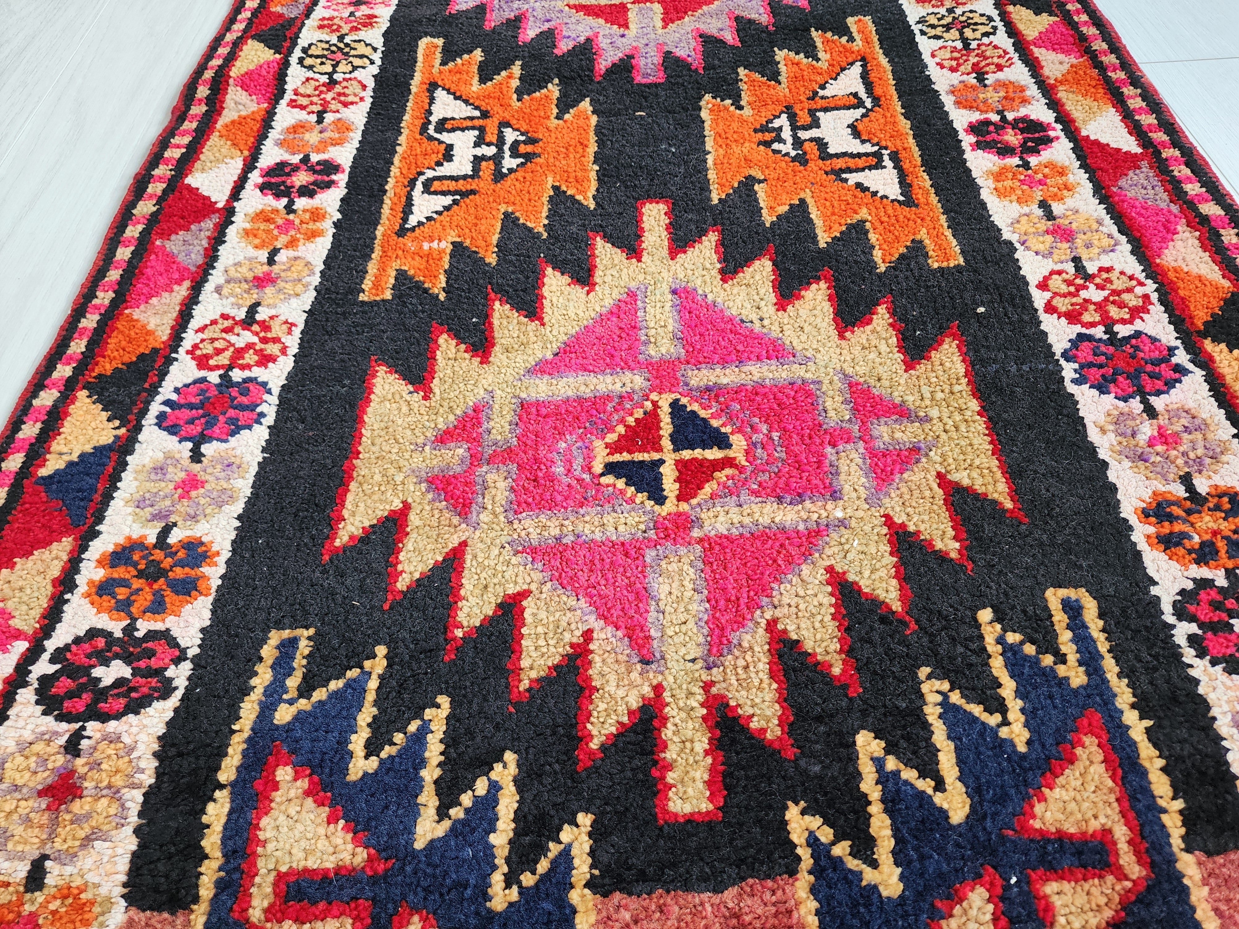 antique Anatolian Wool Runner Rug — in setting