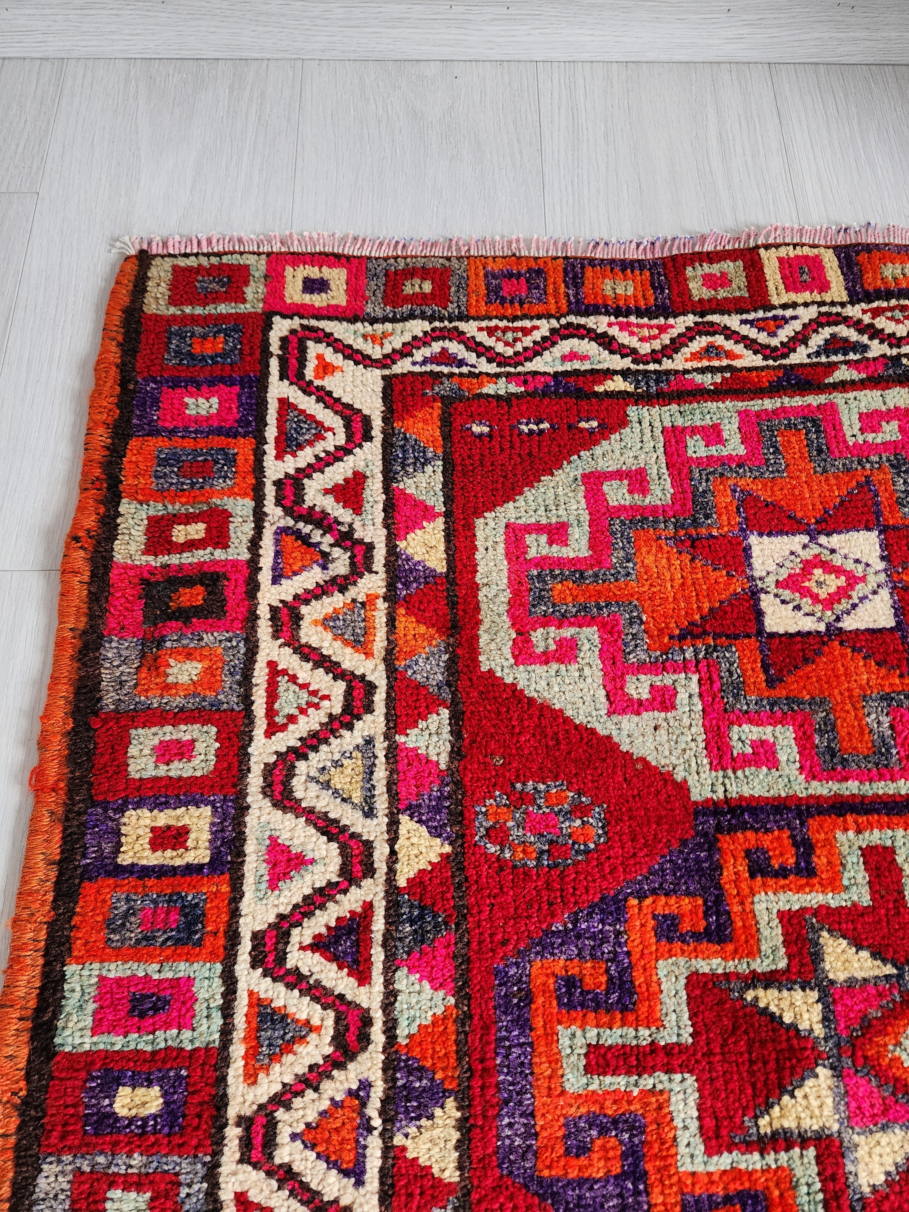 vintage Persian Wool Runner Rug — back view