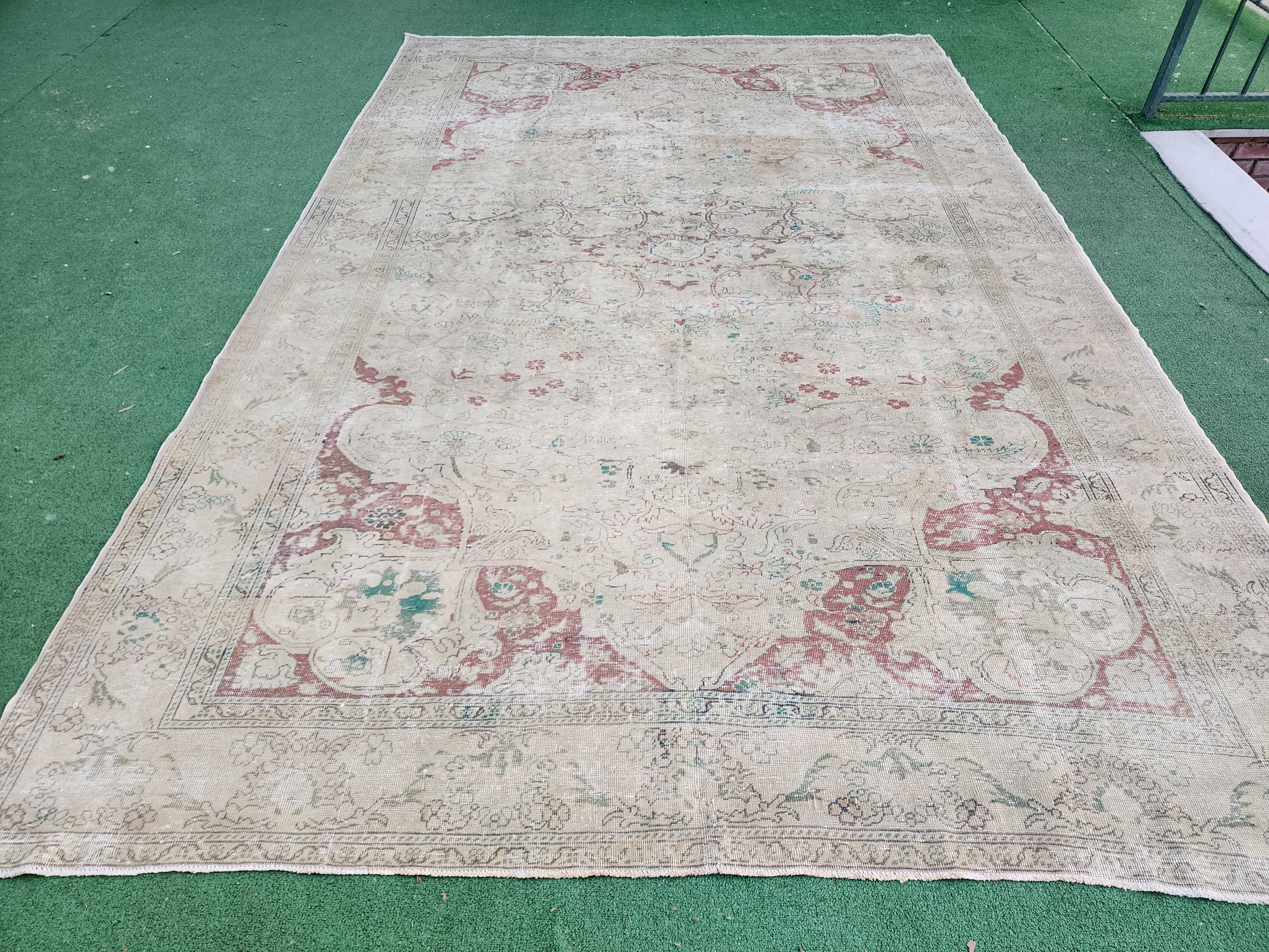 vintage Anatolian Wool Large Area Rug — detail texture