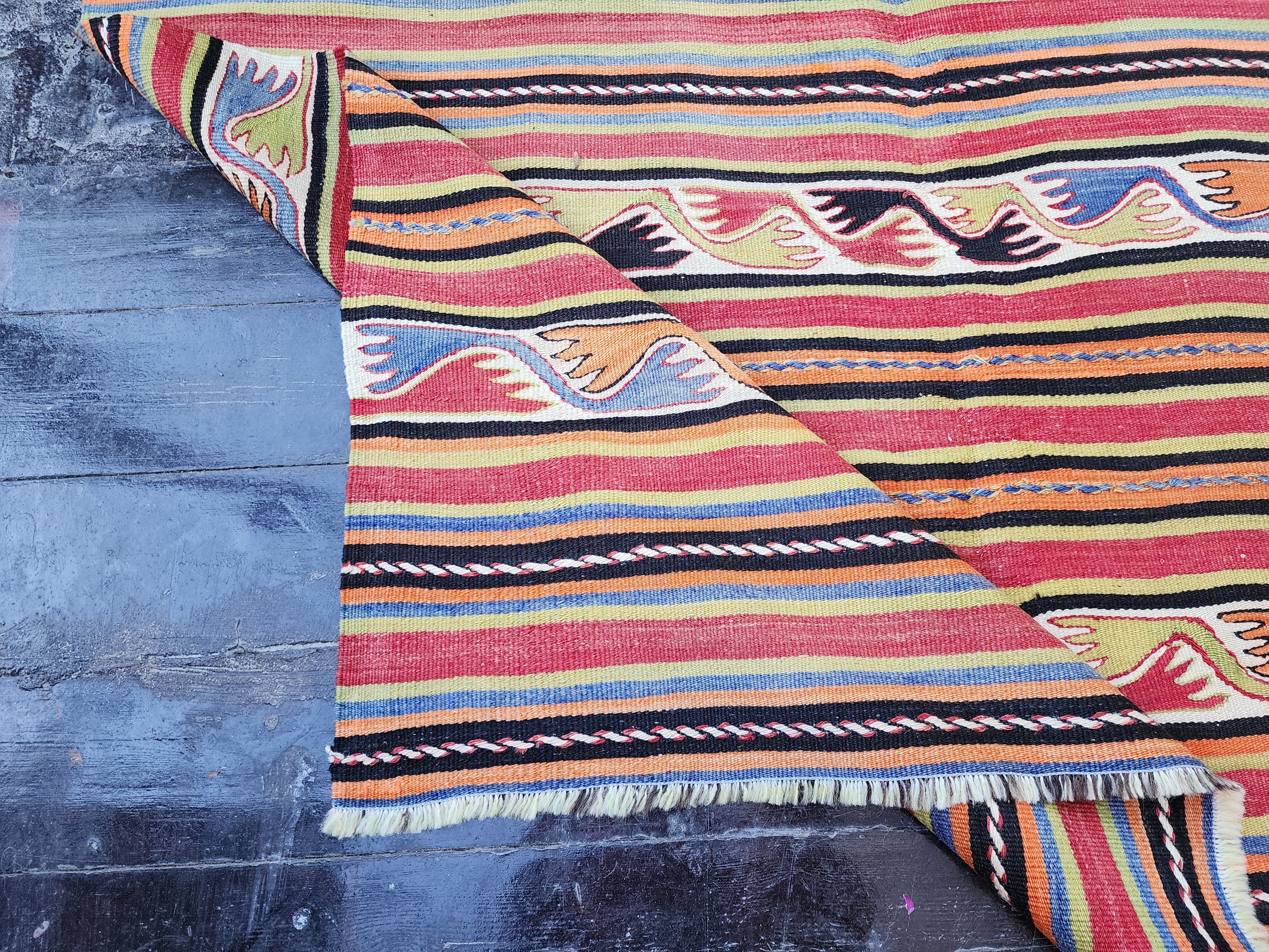 vintage Konya Wool Area Rug — colour close-up