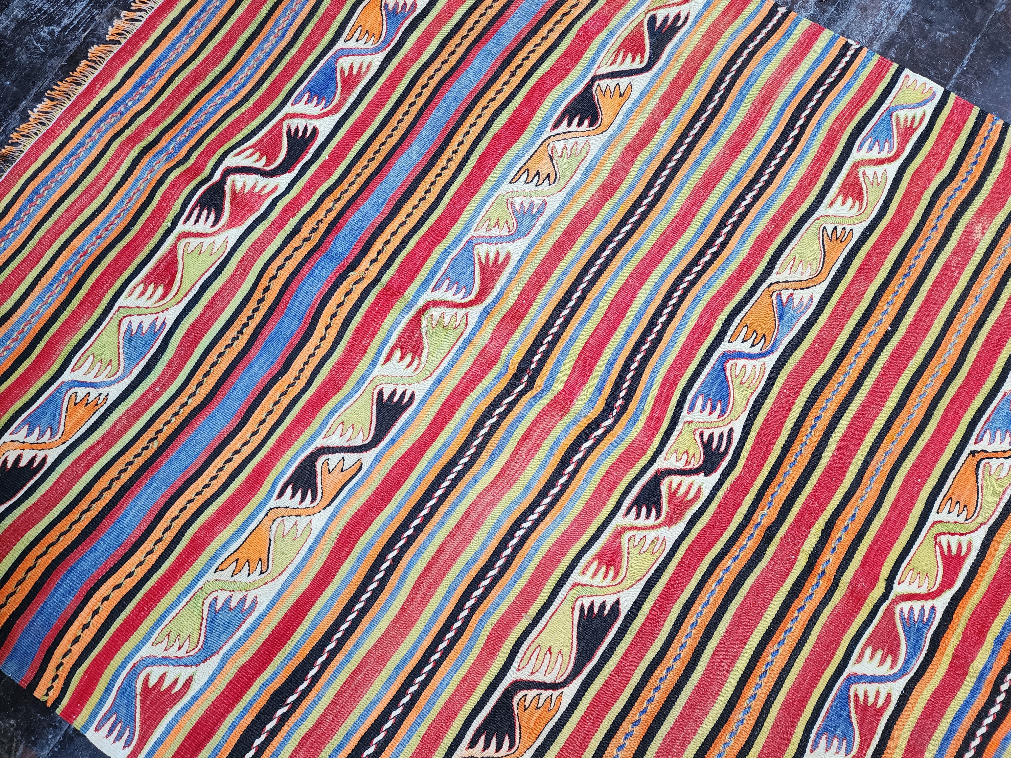 vintage Konya Wool Area Rug — corner detail