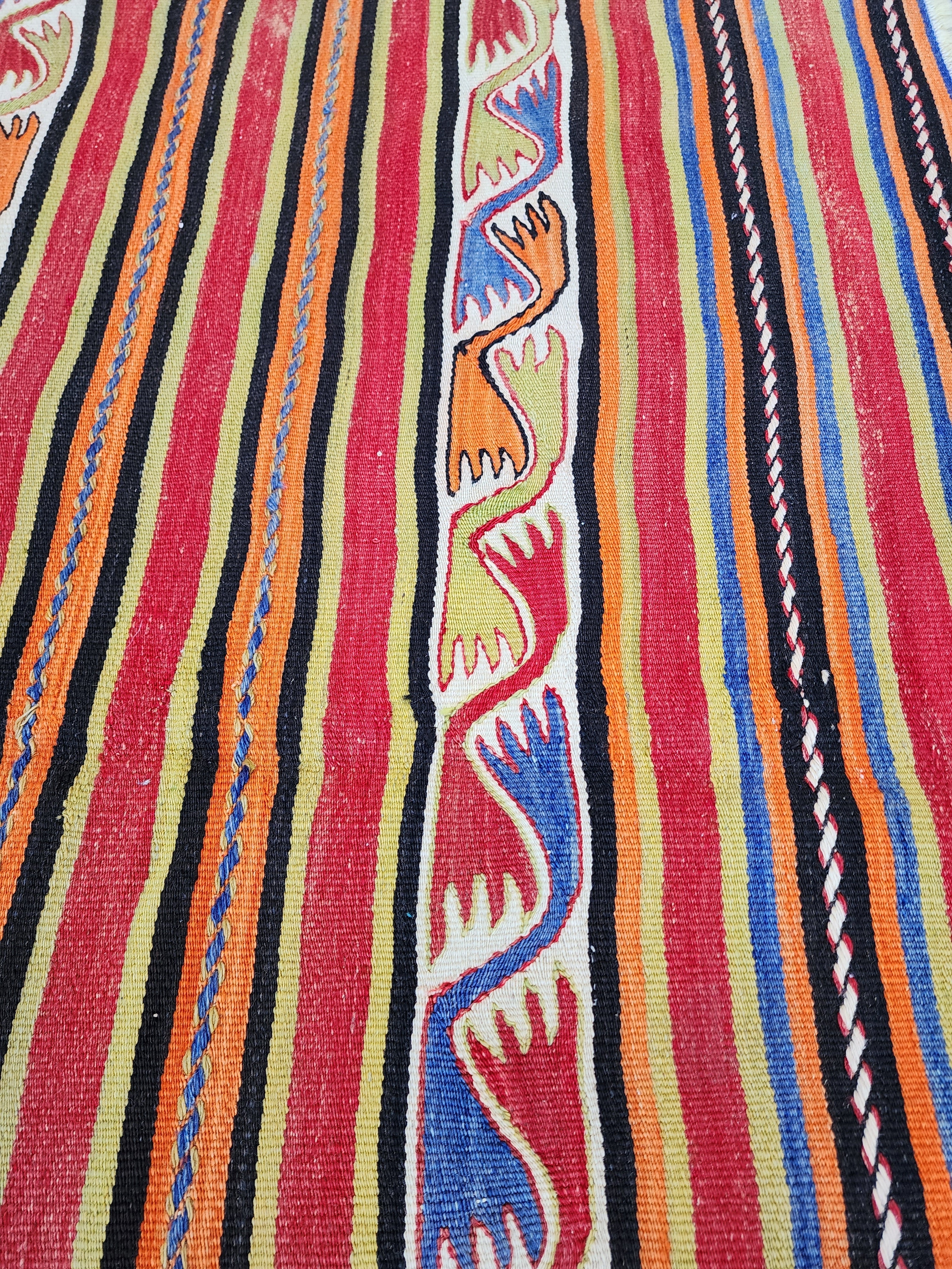 vintage Konya Wool Area Rug — edge weave