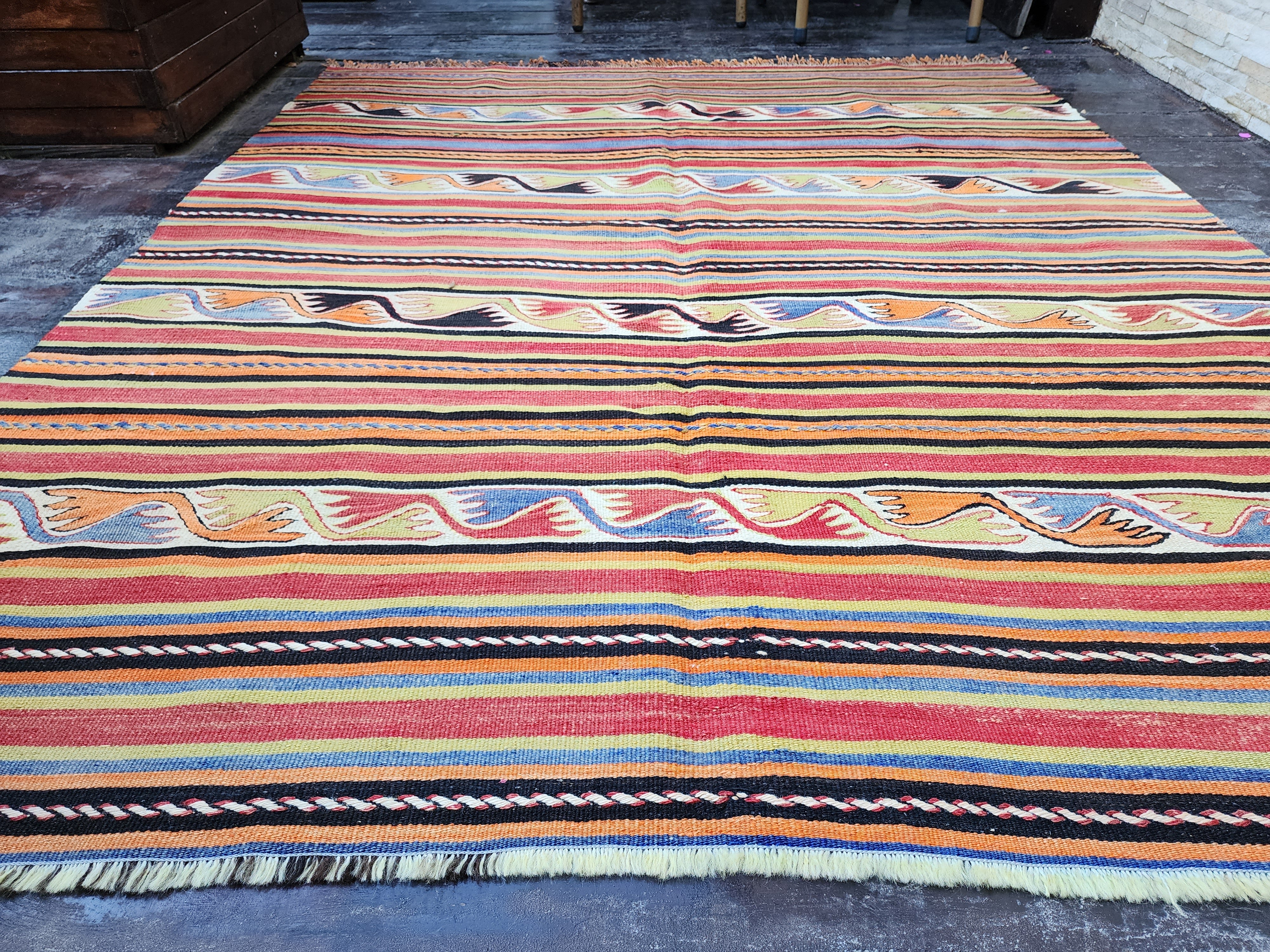 vintage Konya Wool Area Rug — pile detail