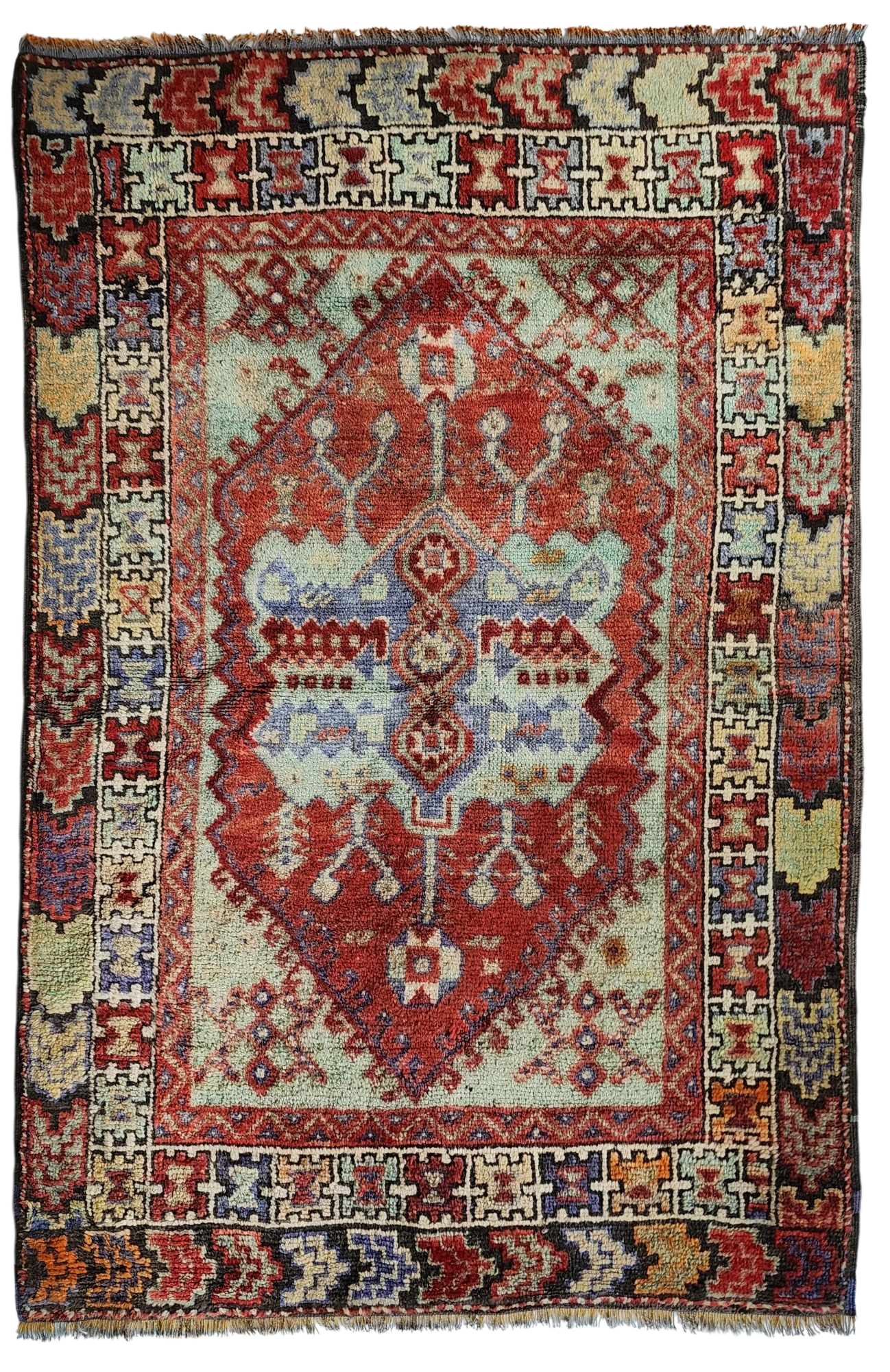 Hand-Knotted Anatolian Konya Rug with Rich Reds and Earthy Tones