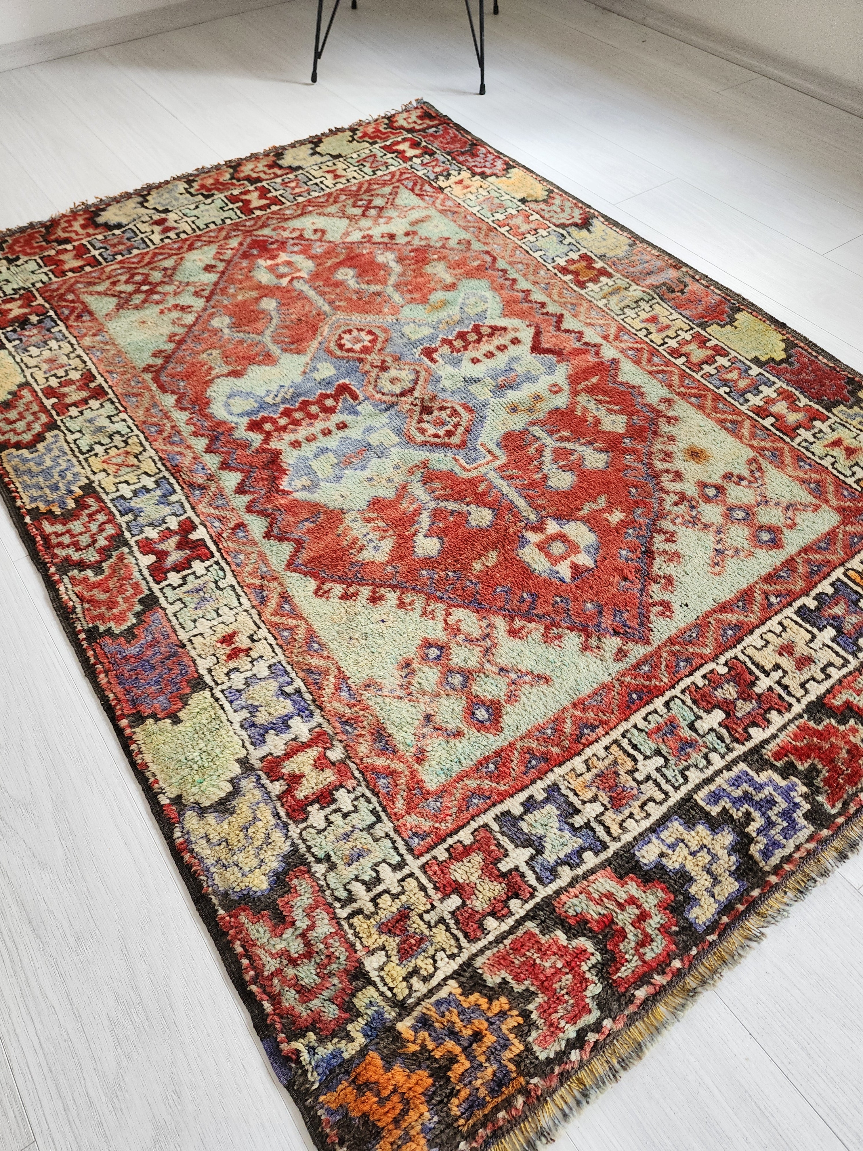 Hand-Knotted Anatolian Konya Rug with Rich Reds and Earthy Tones