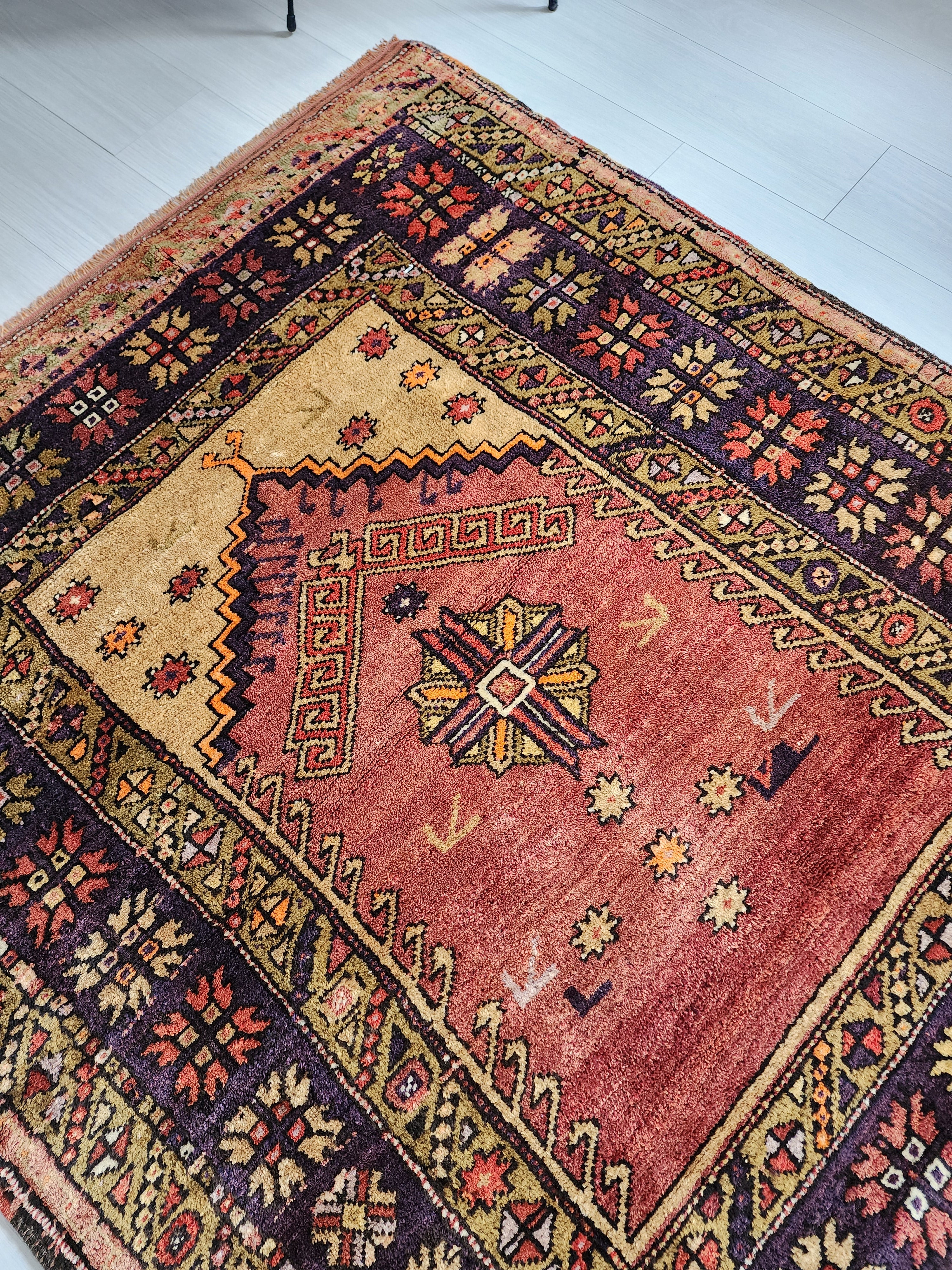 Antique Turkish Konya Prayer Rug with Stepped Mihrab Design