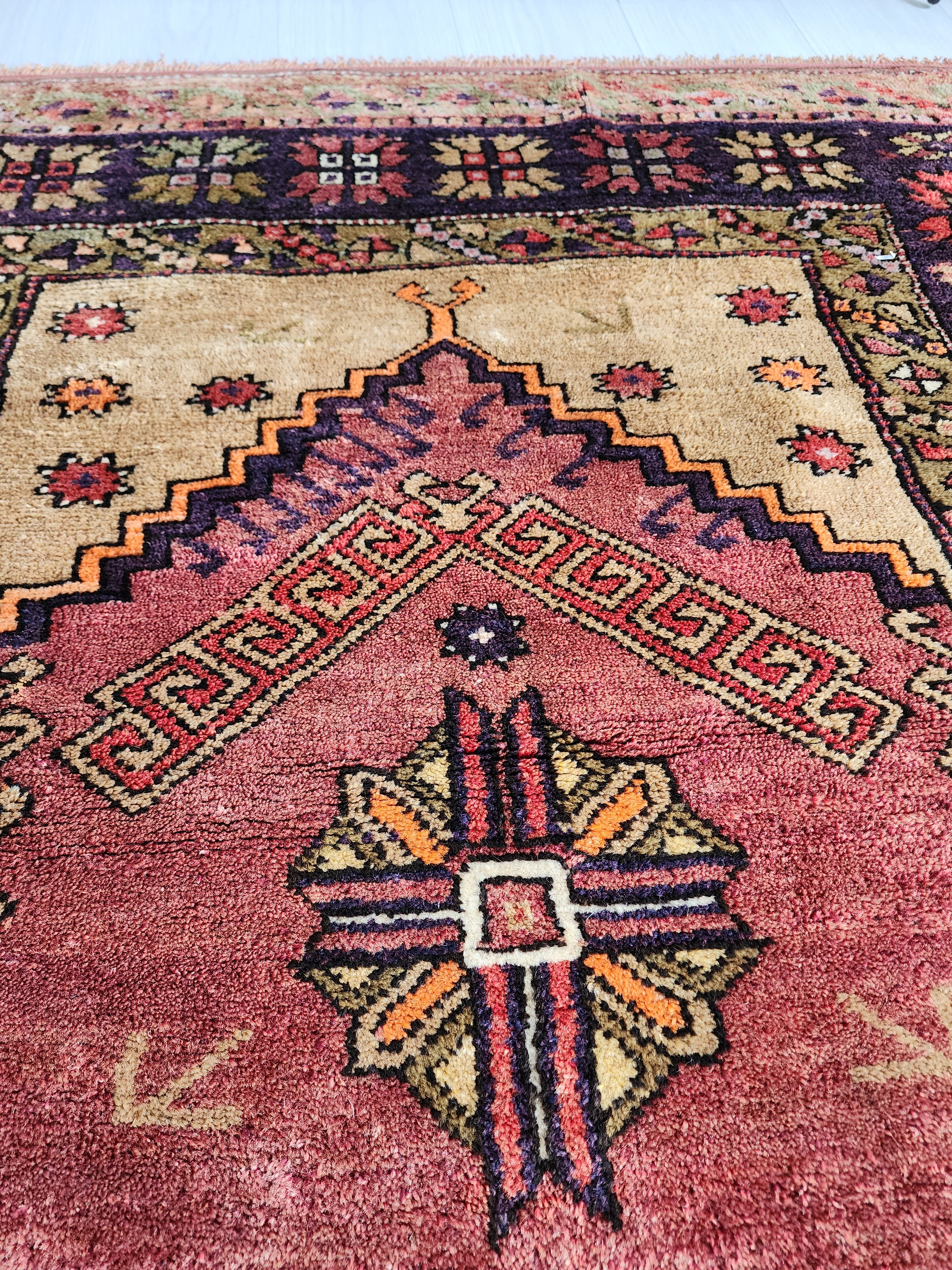 Antique Turkish Konya Prayer Rug with Stepped Mihrab Design