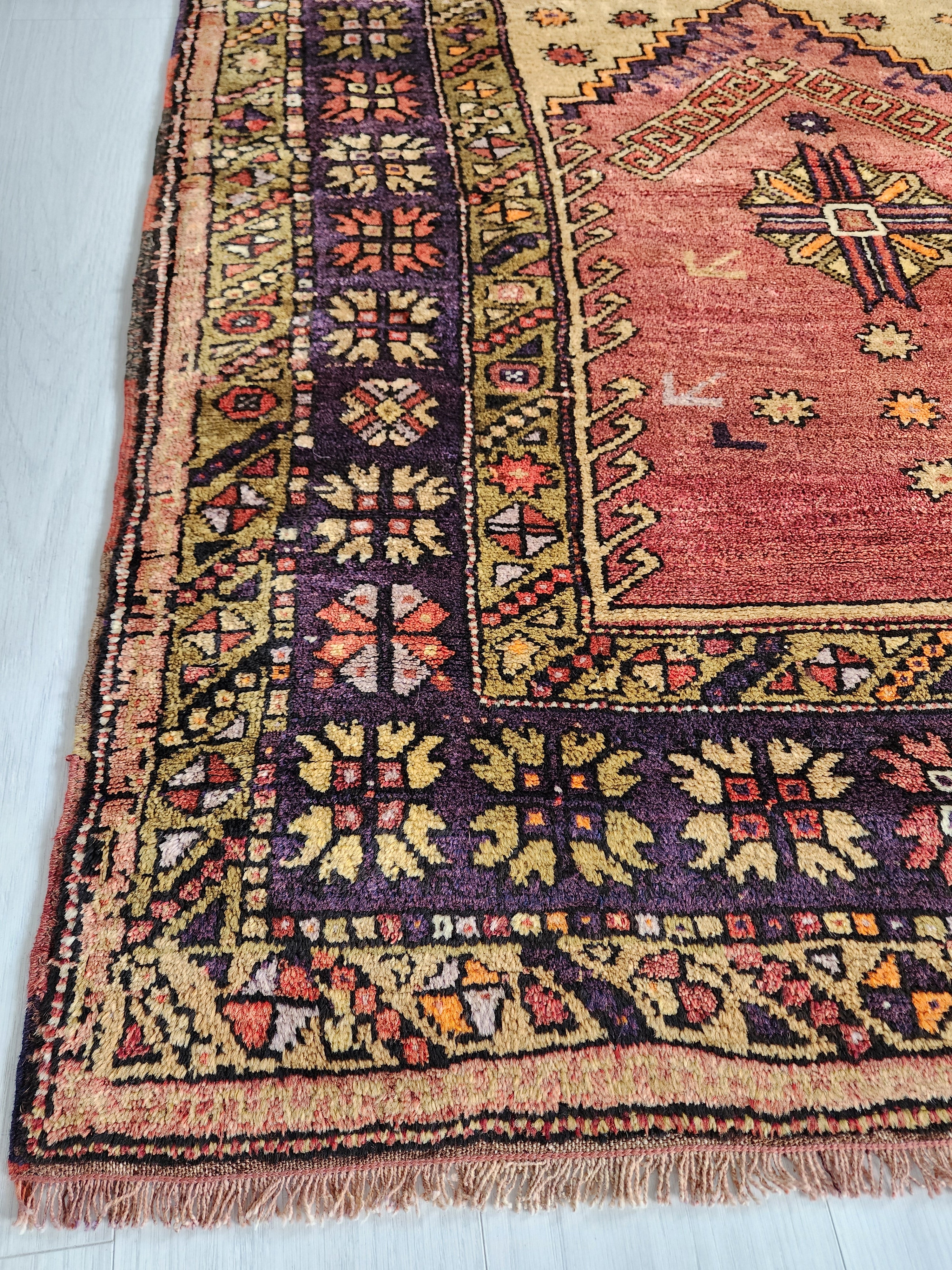 Antique Turkish Konya Prayer Rug with Stepped Mihrab Design