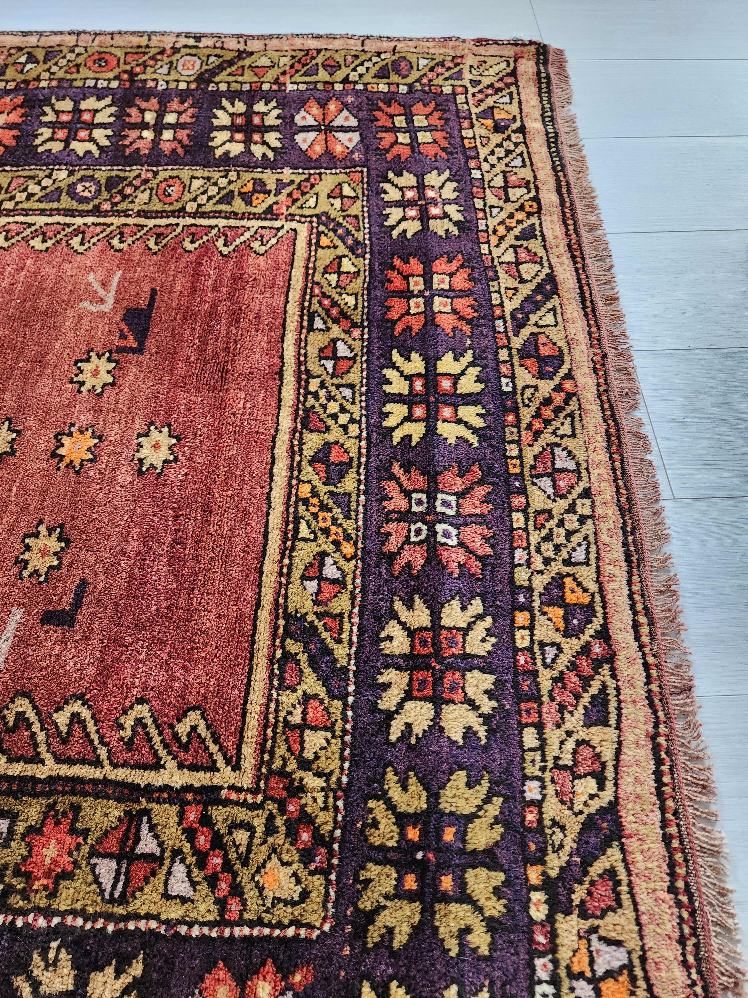 Antique Turkish Konya Prayer Rug with Stepped Mihrab Design