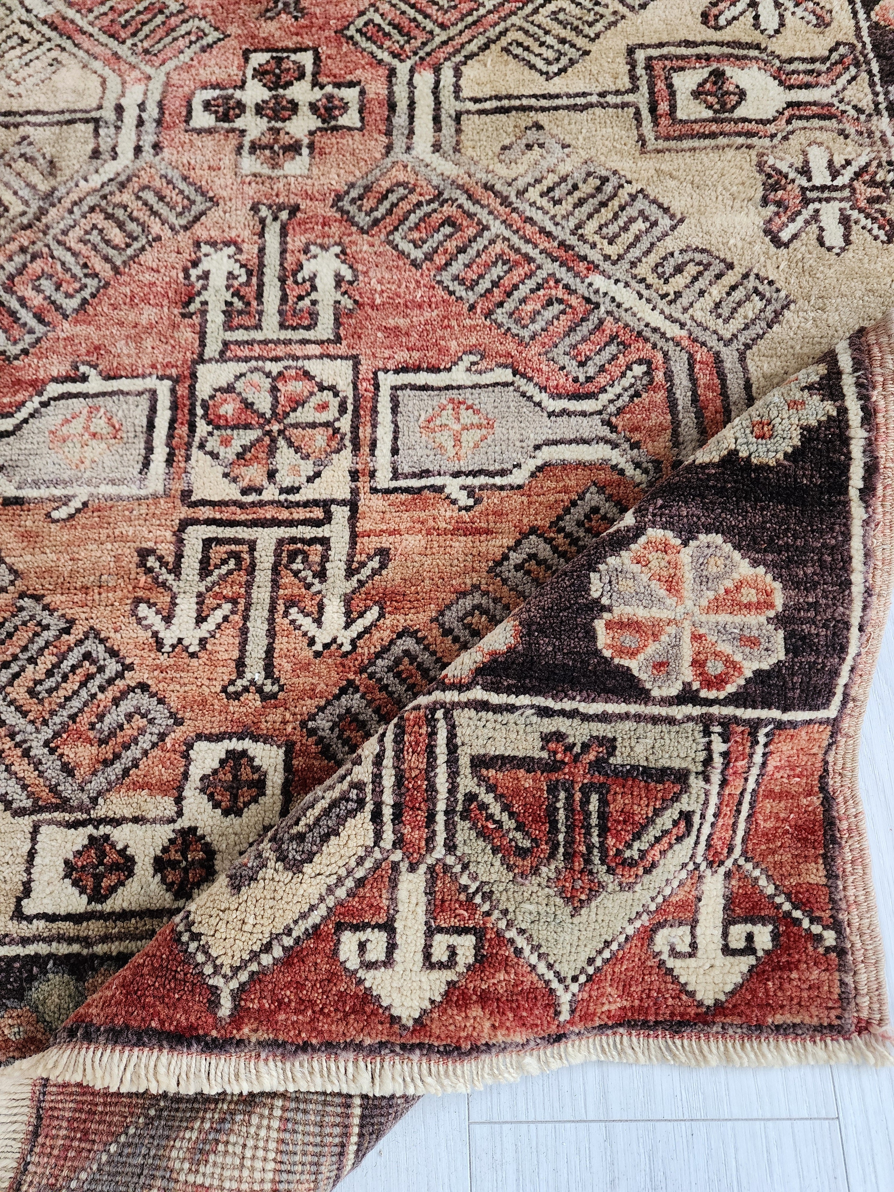 antique Konya Wool Small Rug — back view