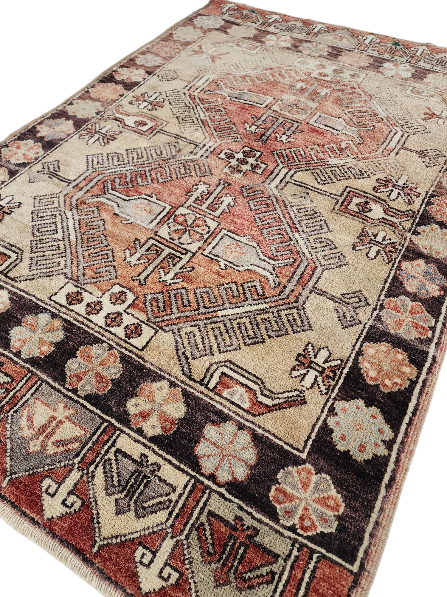 antique Konya Wool Small Rug — detail texture