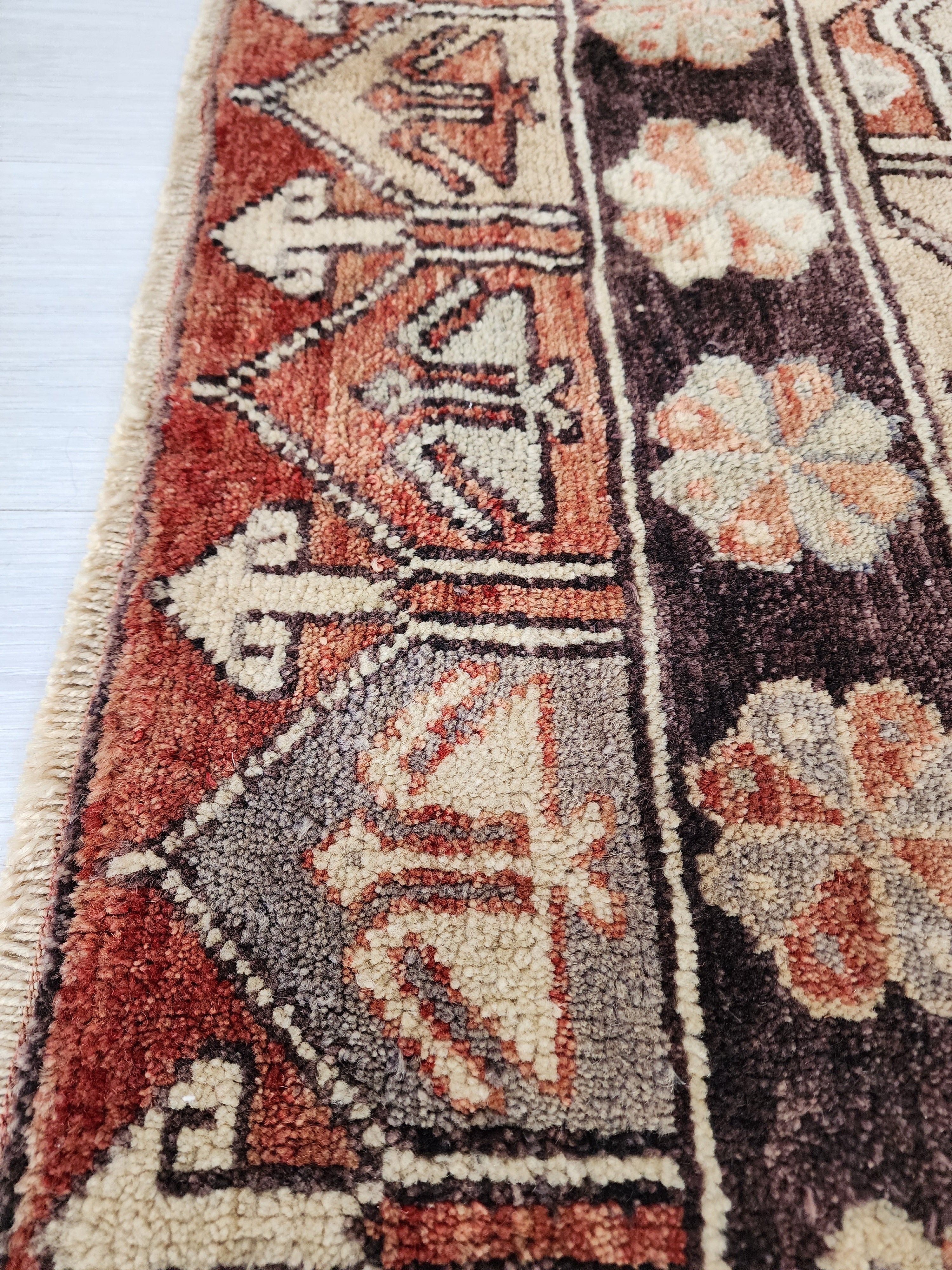 antique Konya Wool Small Rug — edge weave
