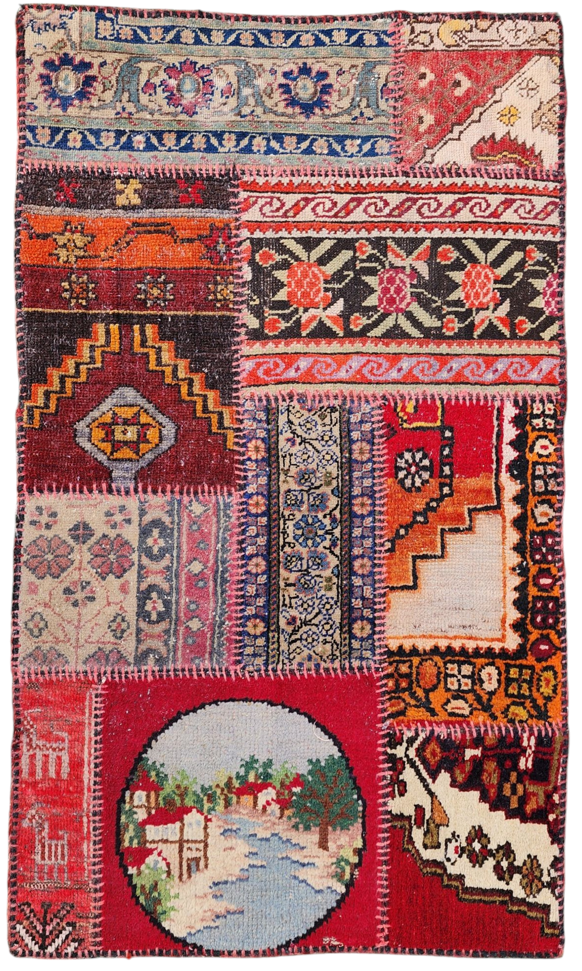 Tribal Kilim Patchwork Rug Living Room Rug Rustic Rug Organic Wool Rug Antique Rugs Boho Turkish Rug 2'3''x3'8''