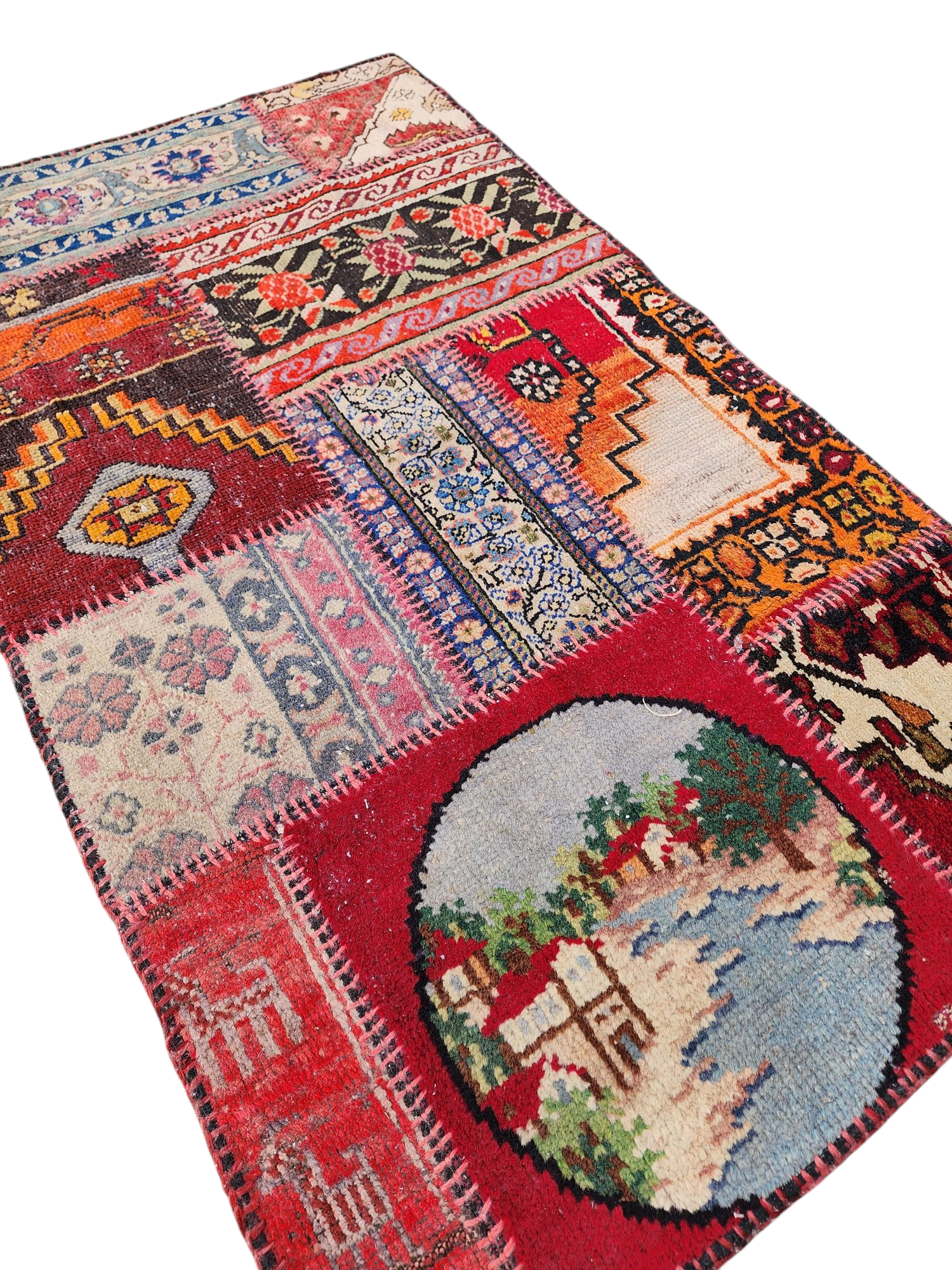 Tribal Kilim Patchwork Rug Living Room Rug Rustic Rug Organic Wool Rug Antique Rugs Boho Turkish Rug 2'3''x3'8''