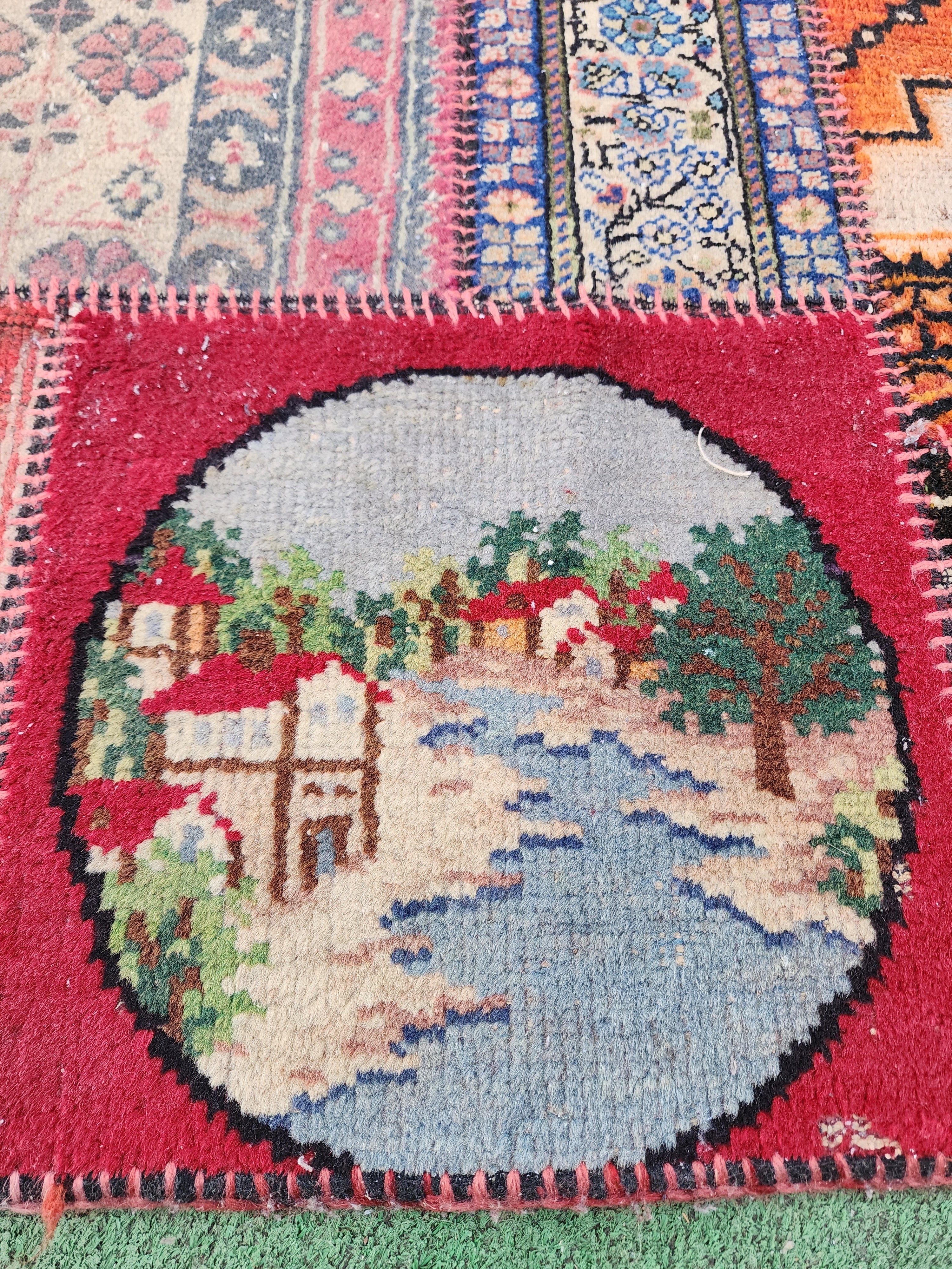 antique Kilim Wool Small Rug — detail texture