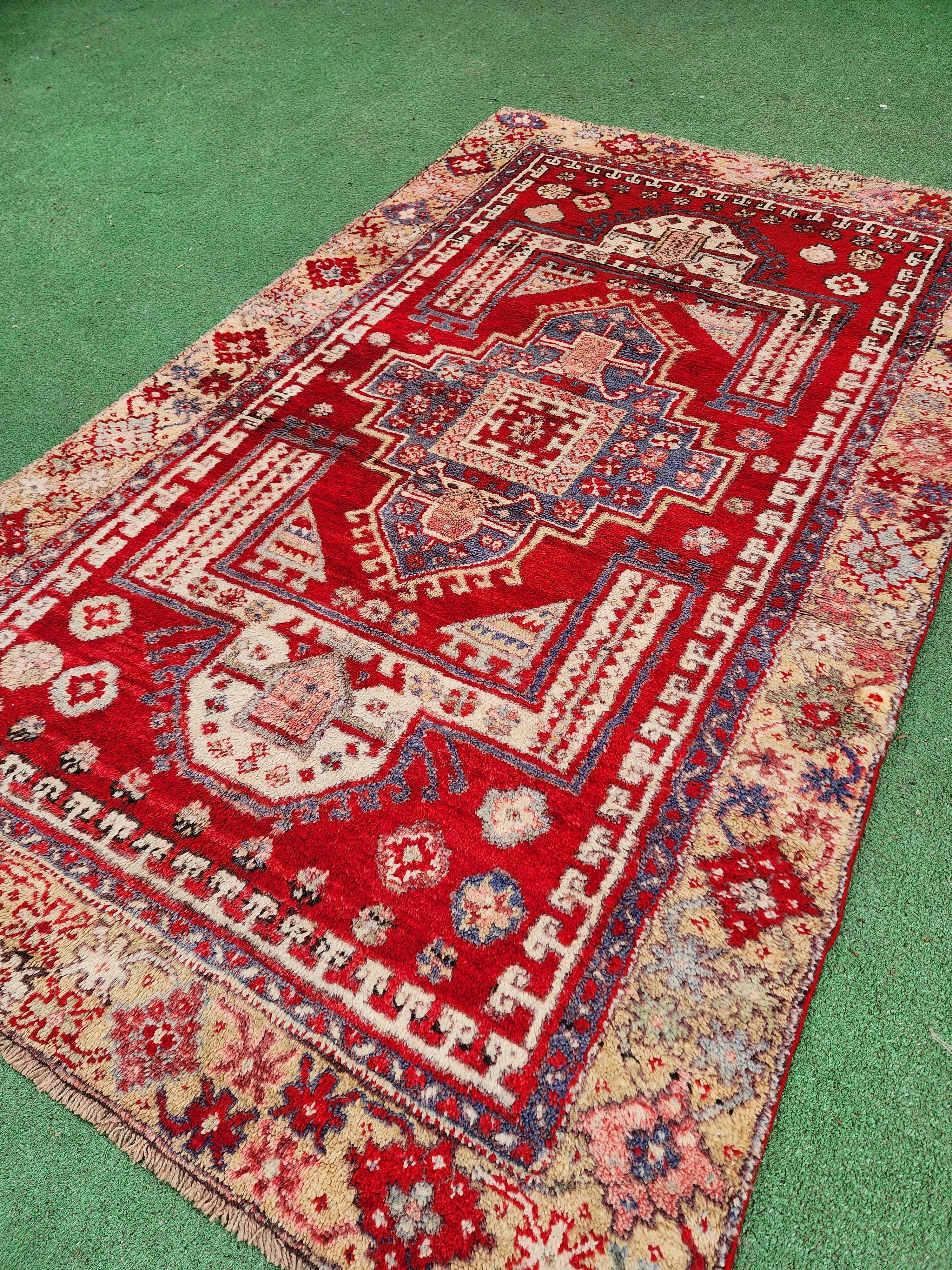 antique Turkish Wool Small Rug — back view
