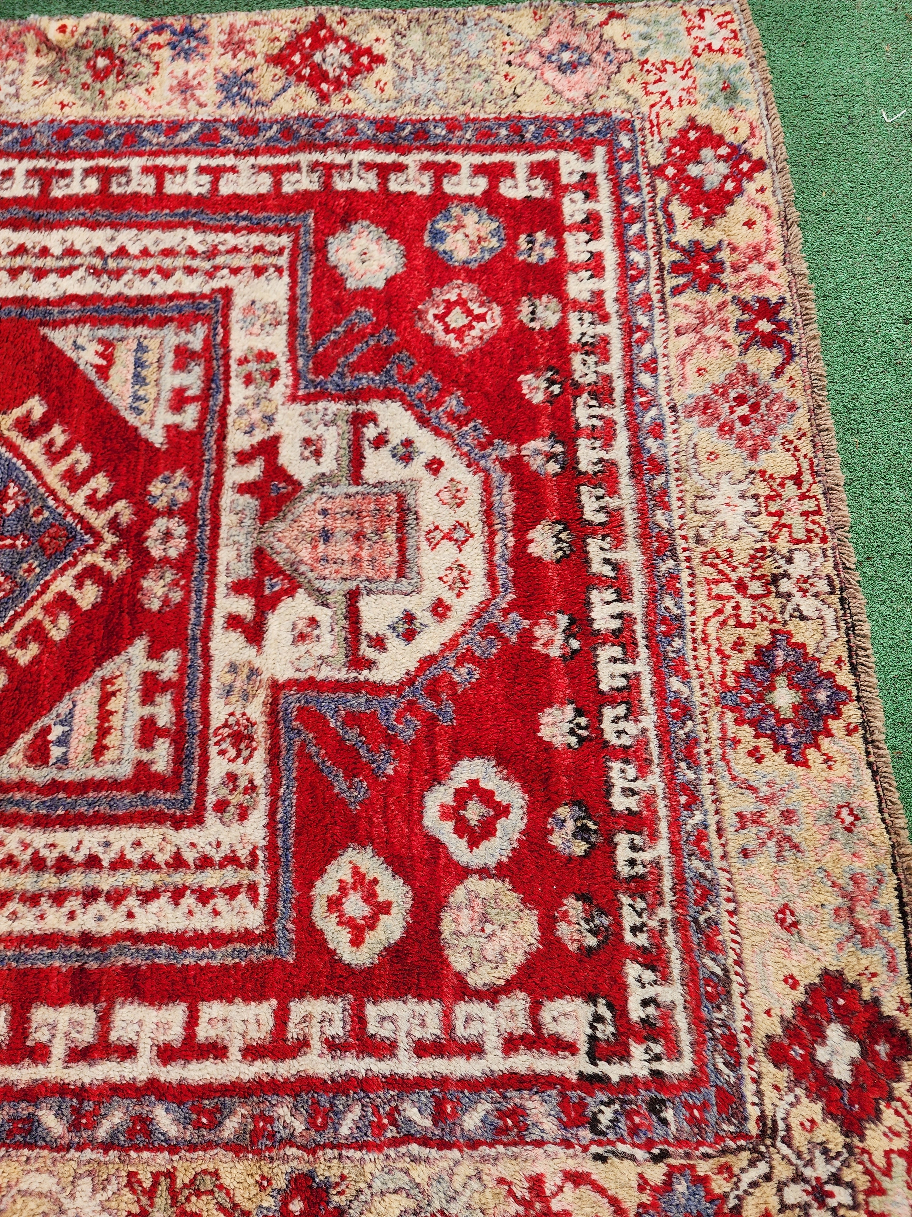antique Turkish Wool Small Rug — edge weave