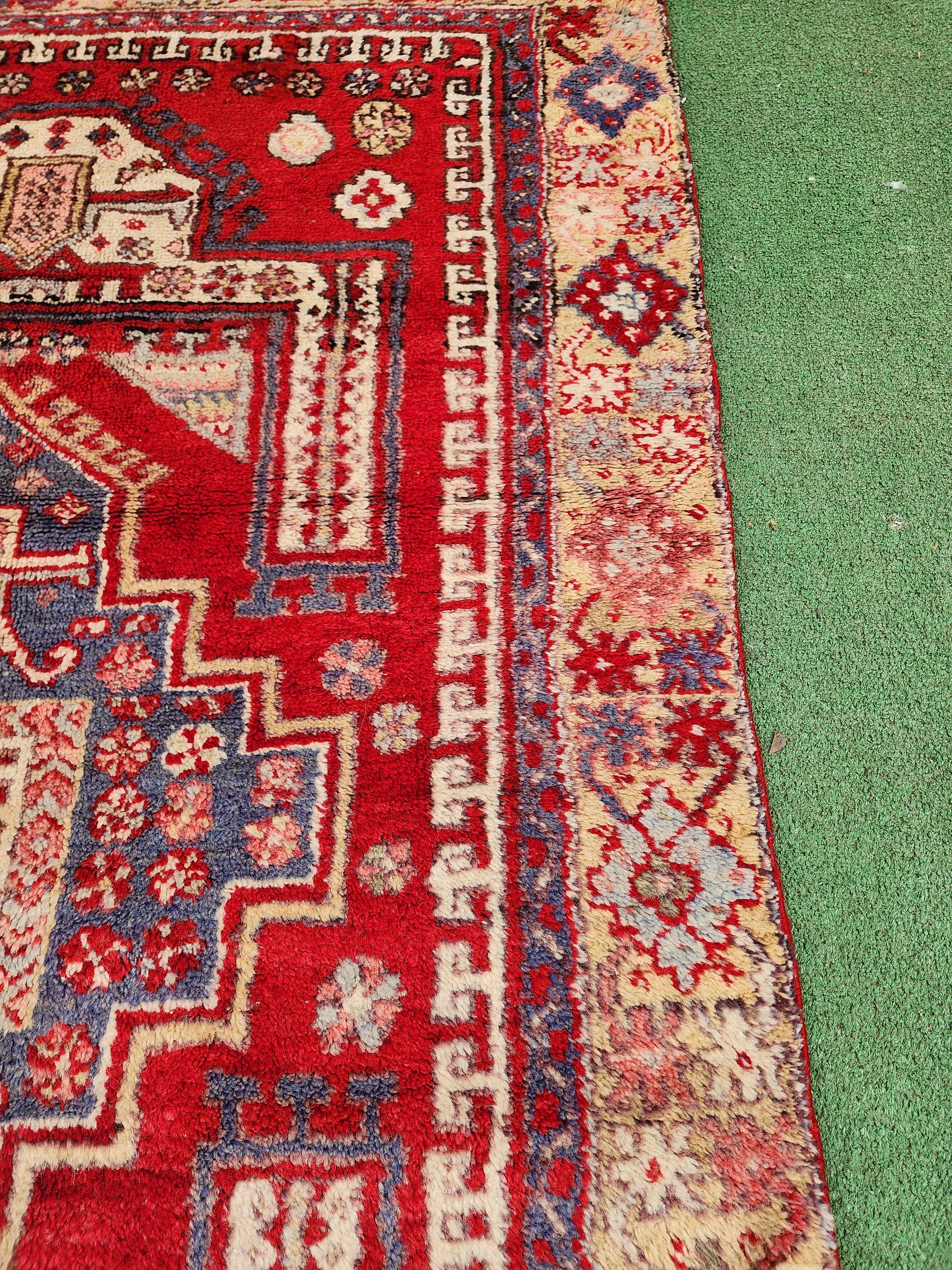 antique Turkish Wool Small Rug — pile detail