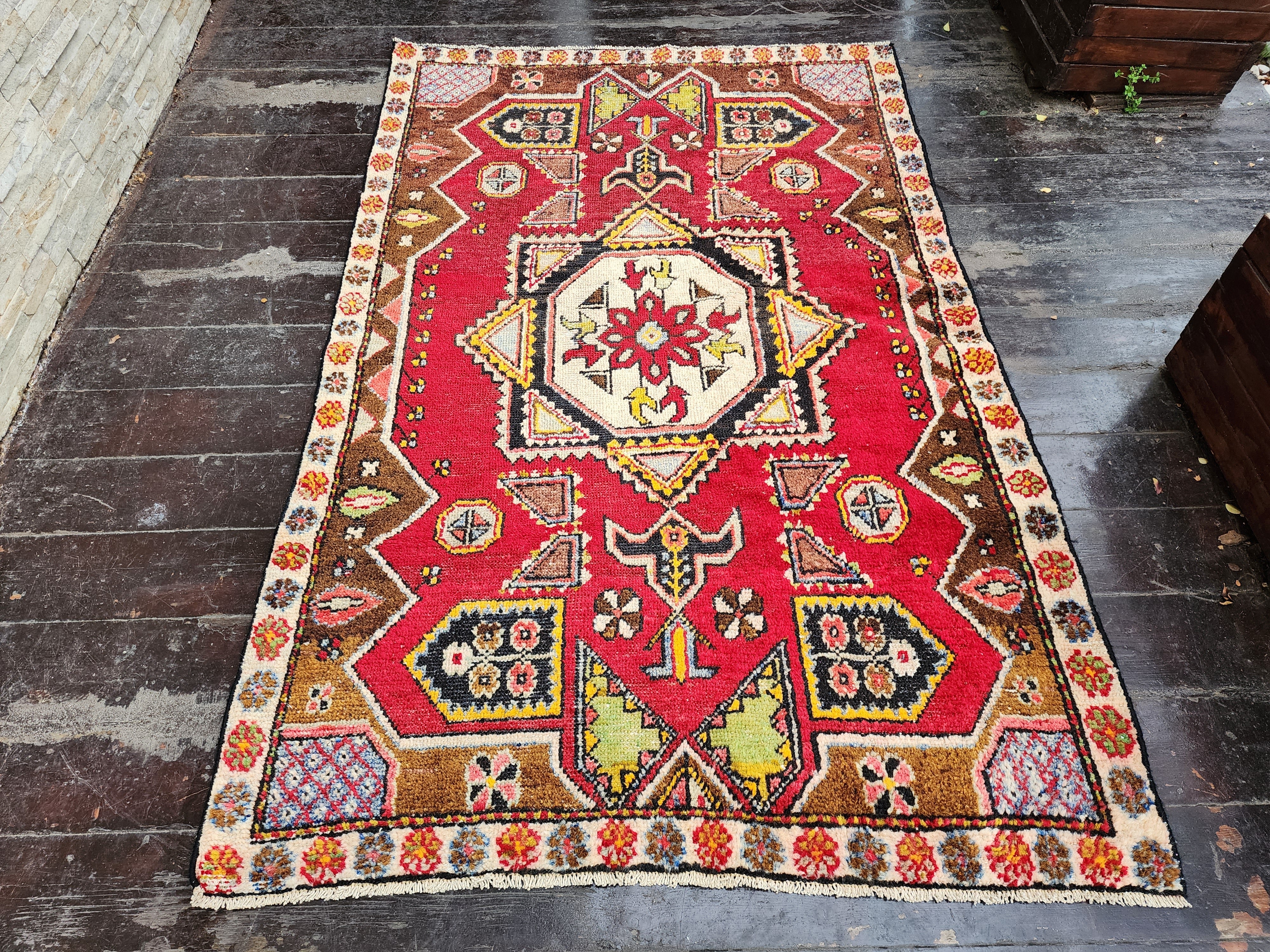antique Anatolian Wool Small Rug — detail texture