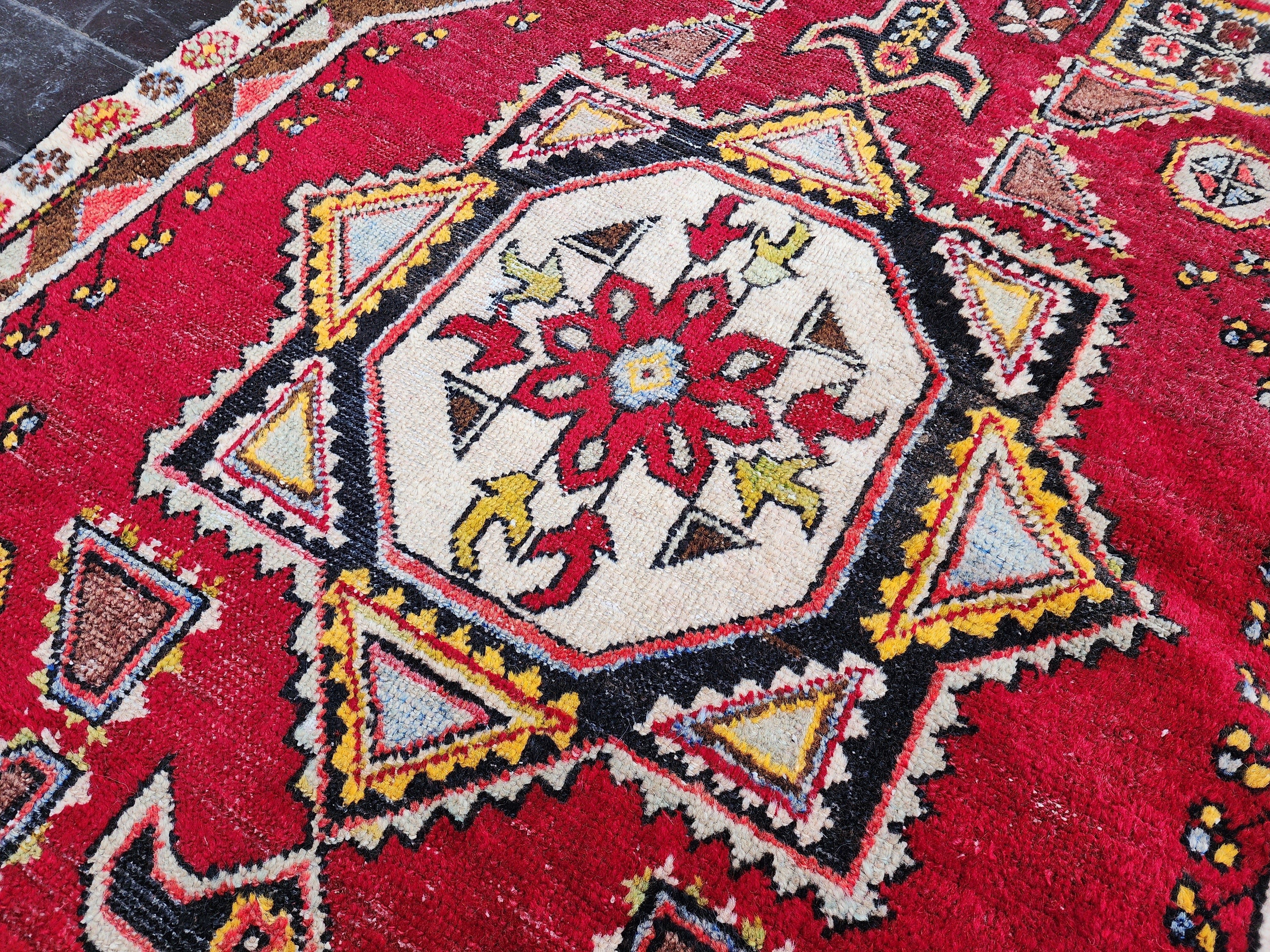 antique Anatolian Wool Small Rug — pile detail