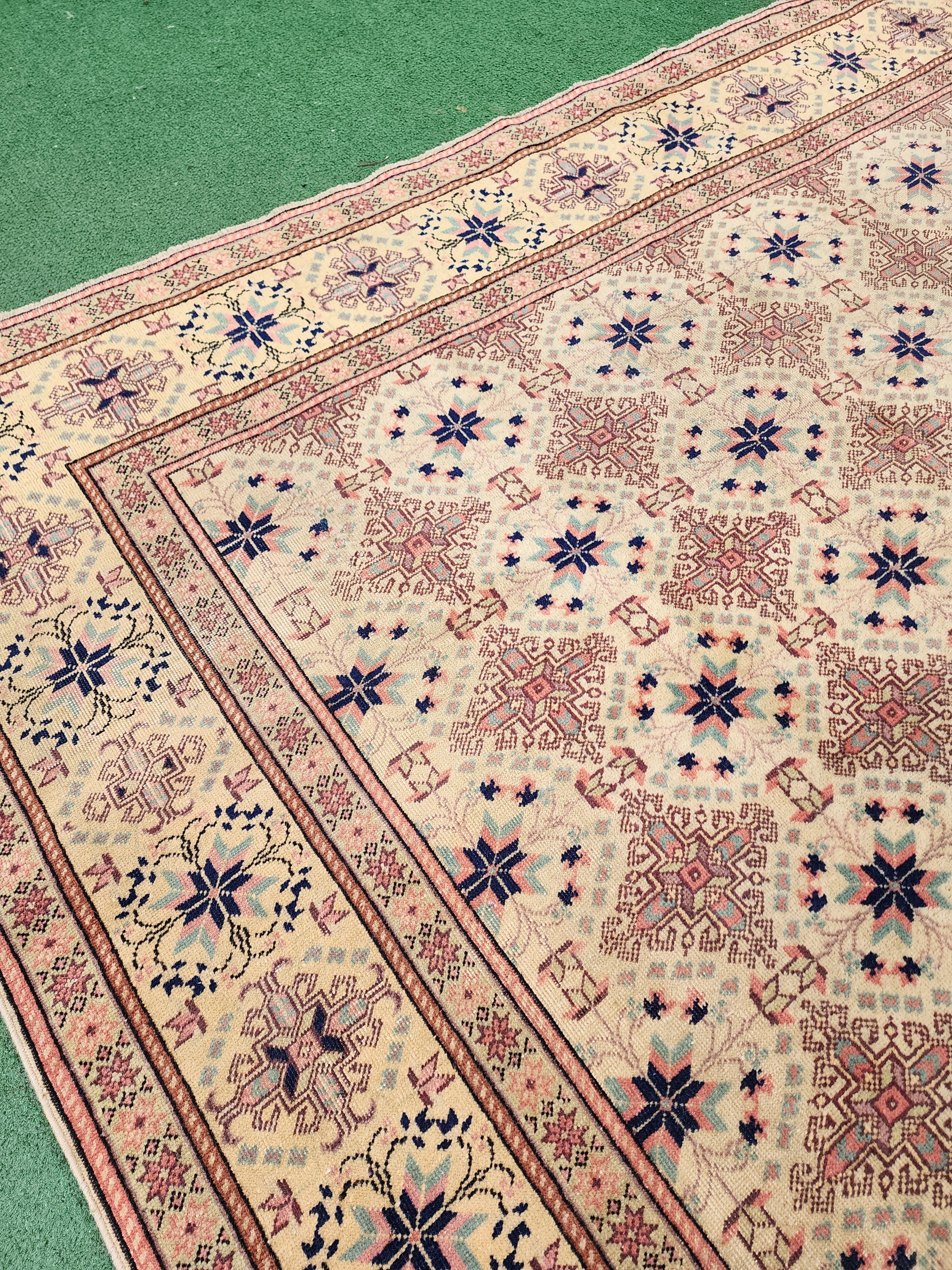 vintage Kayseri Wool Large Area Rug — border pattern