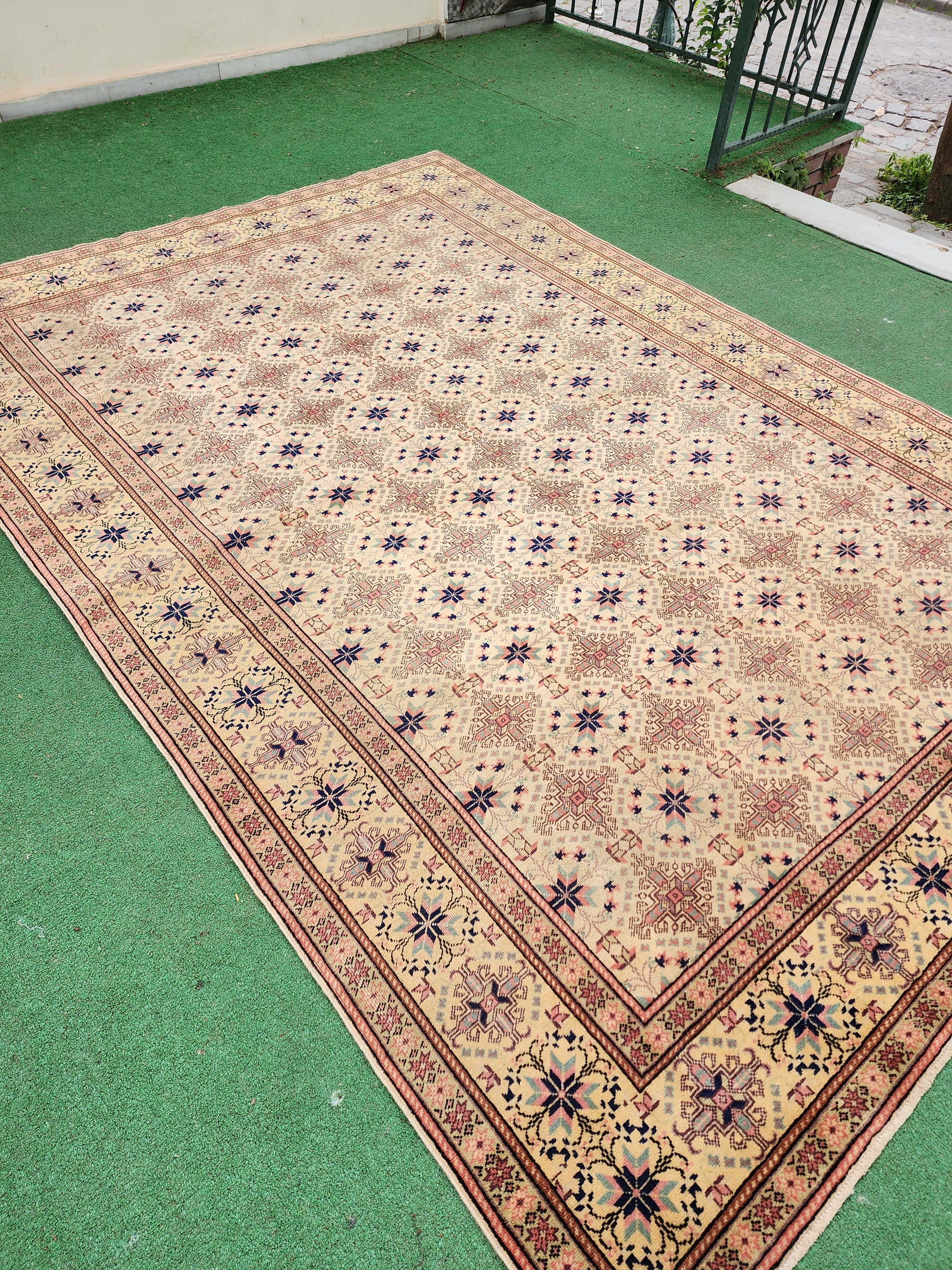 vintage Kayseri Wool Large Area Rug — back view