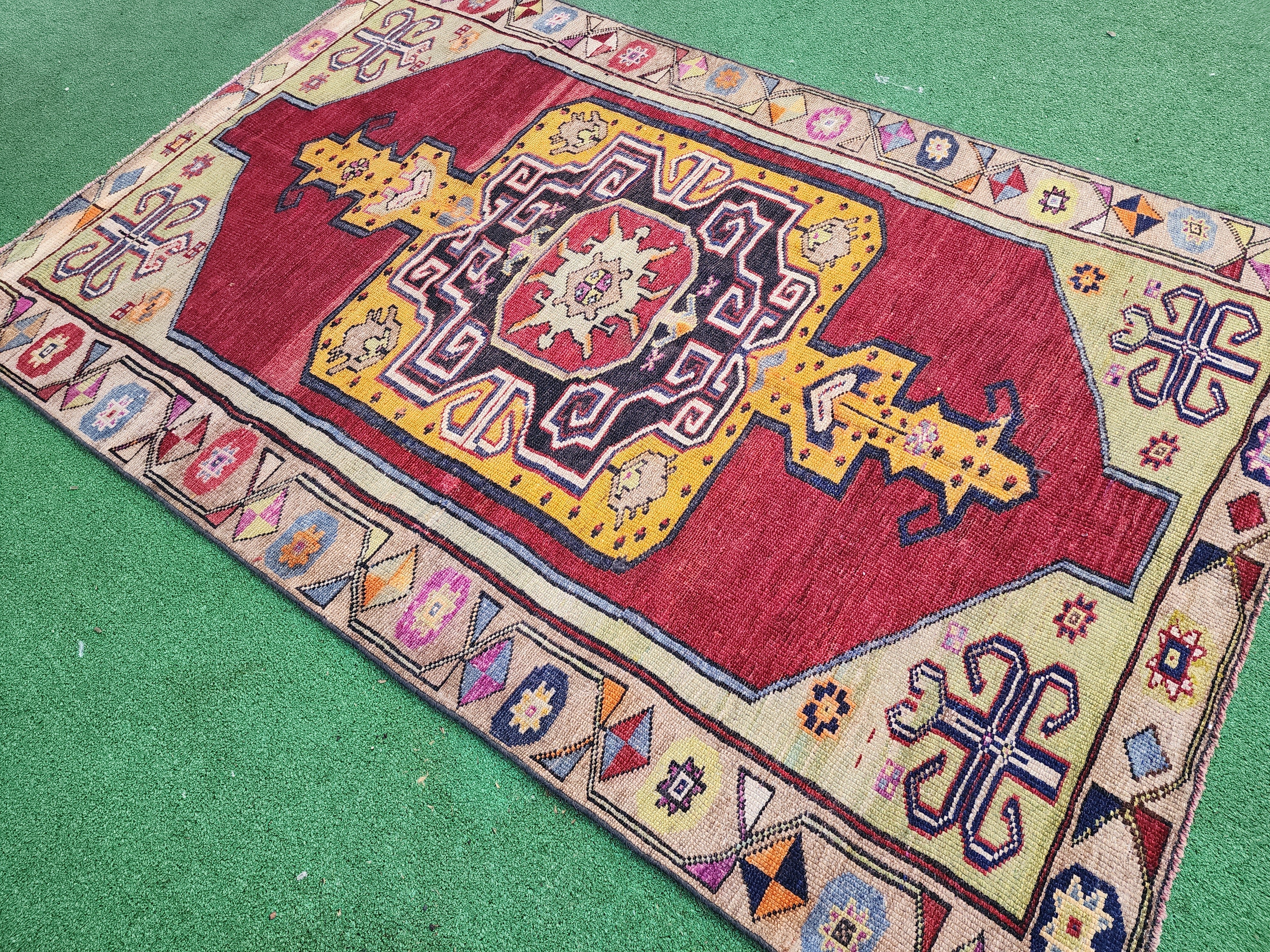 antique Anatolian Wool Area Rug — in setting