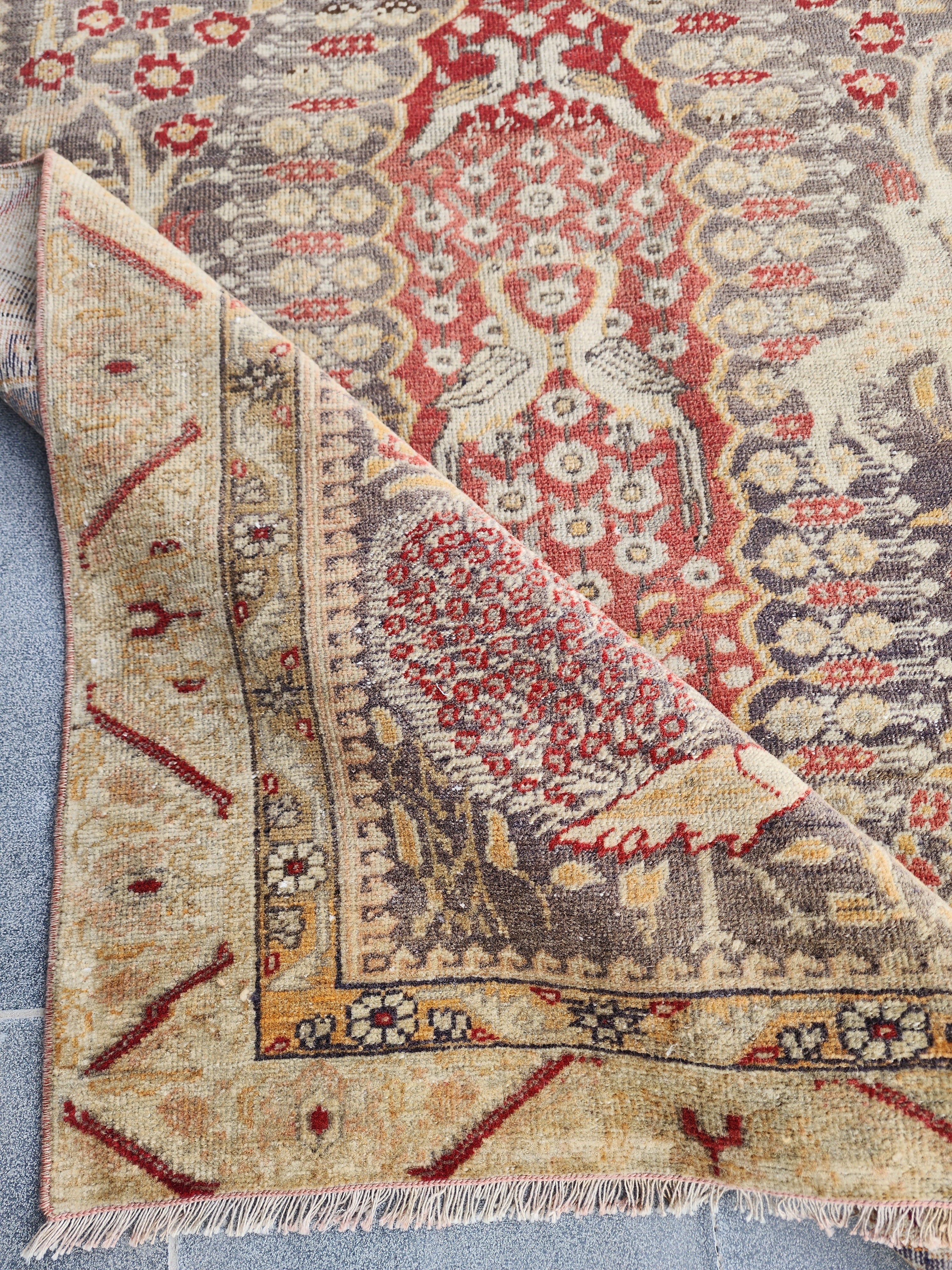 vintage Kayseri Wool Small Rug — back view