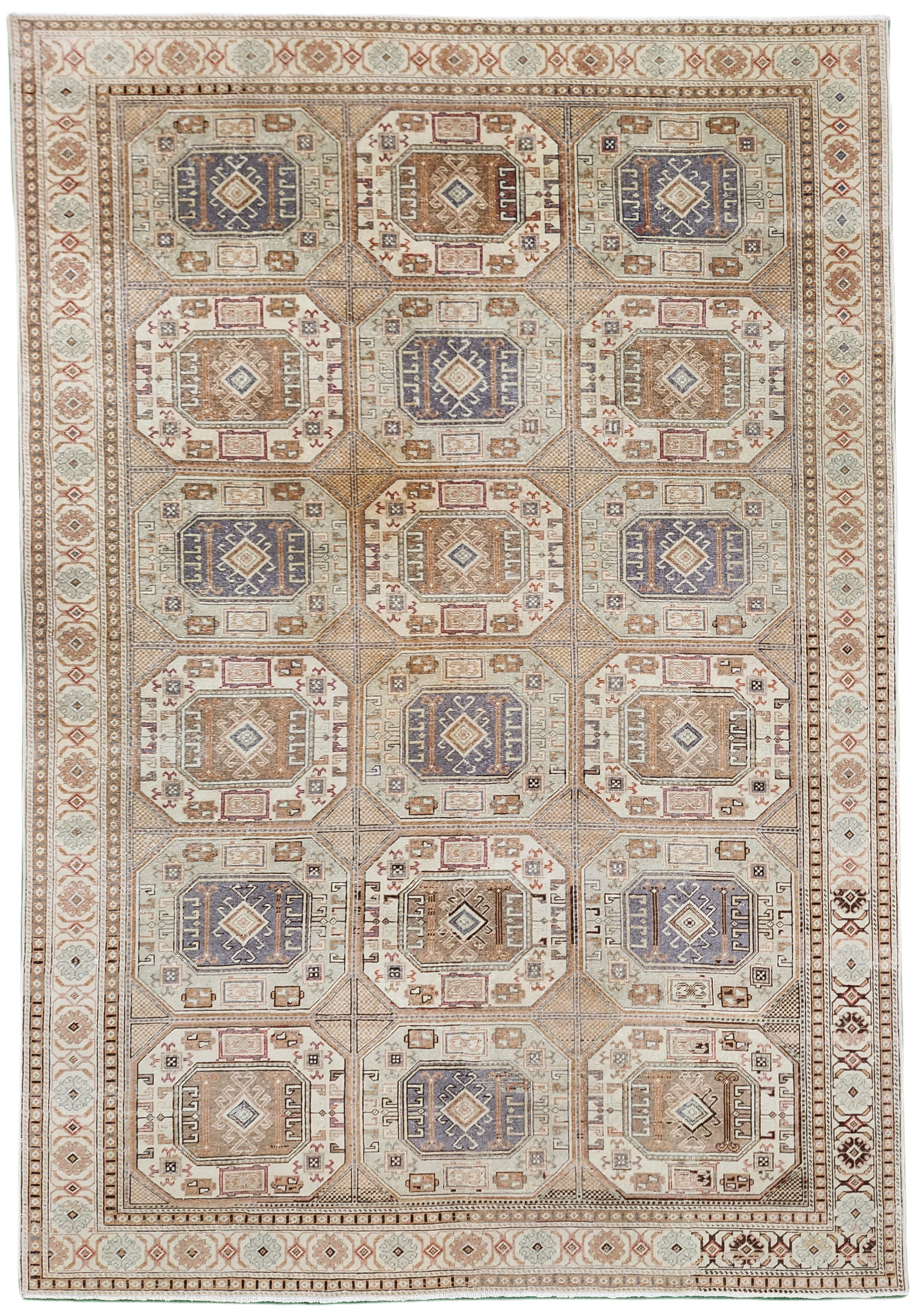 Vintage Pastel Turkish Kayseri Rug 9'7''x6'7''