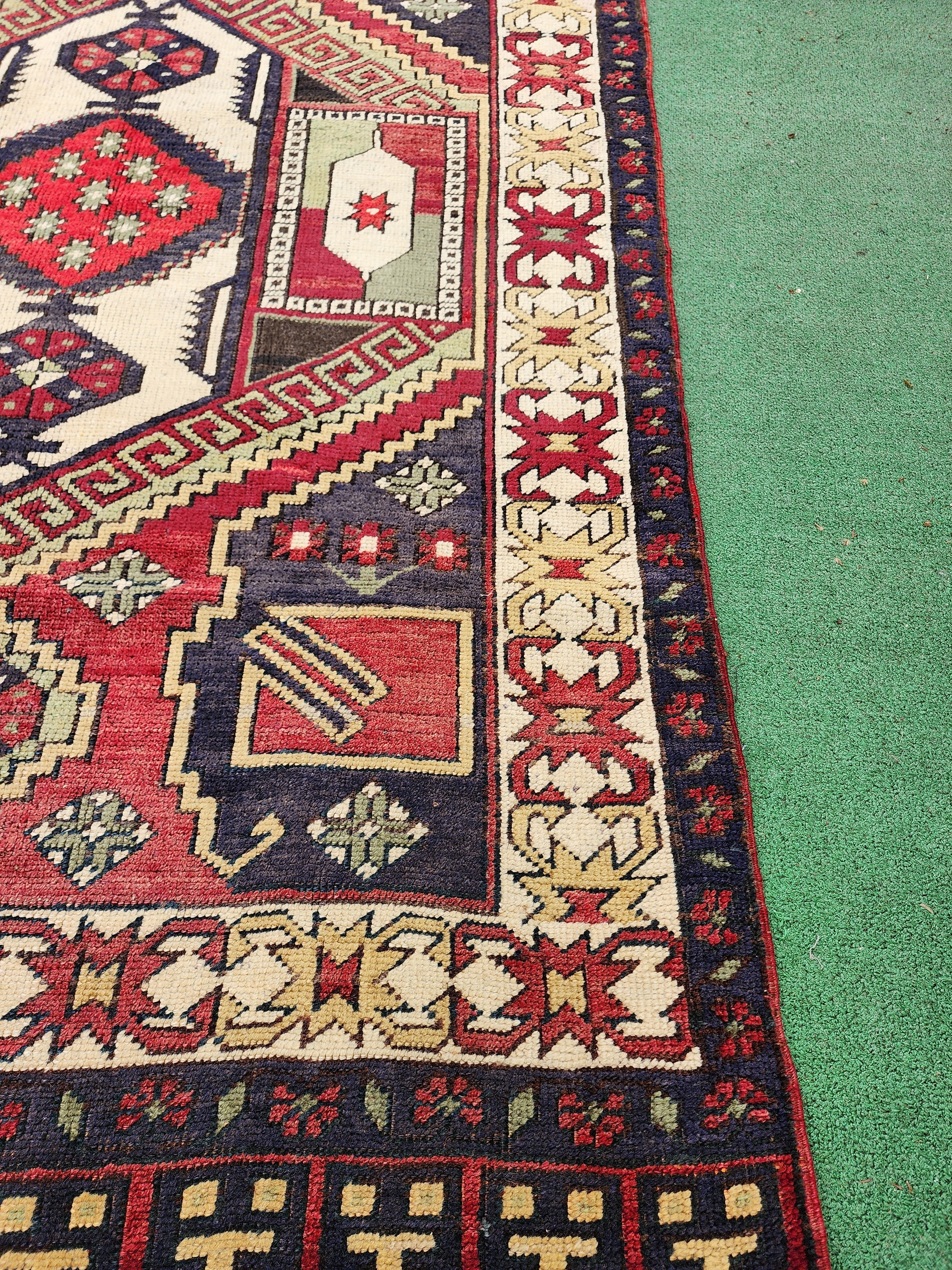 antique Konya Wool Small Rug — detail texture
