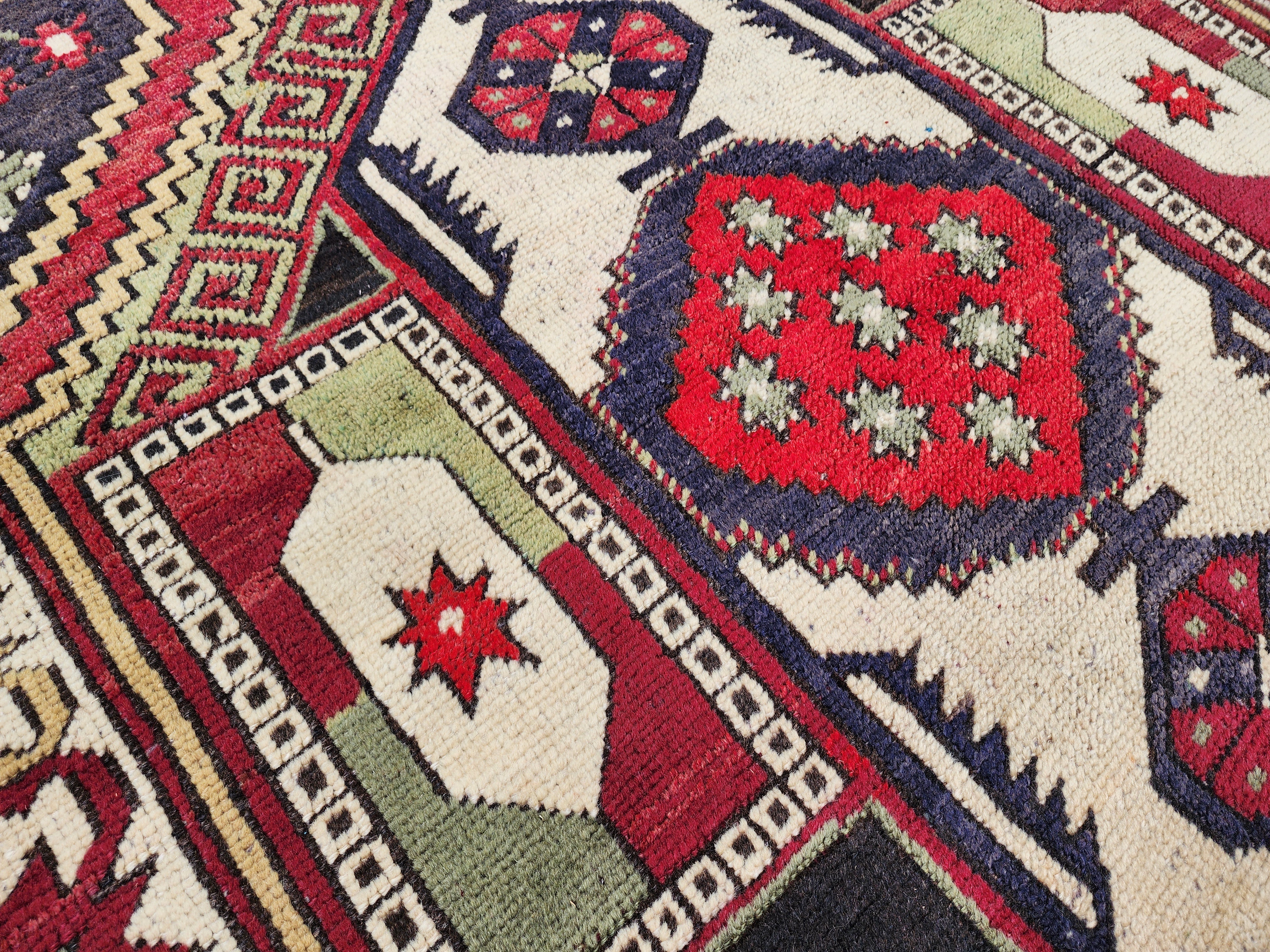 antique Konya Wool Small Rug — corner detail
