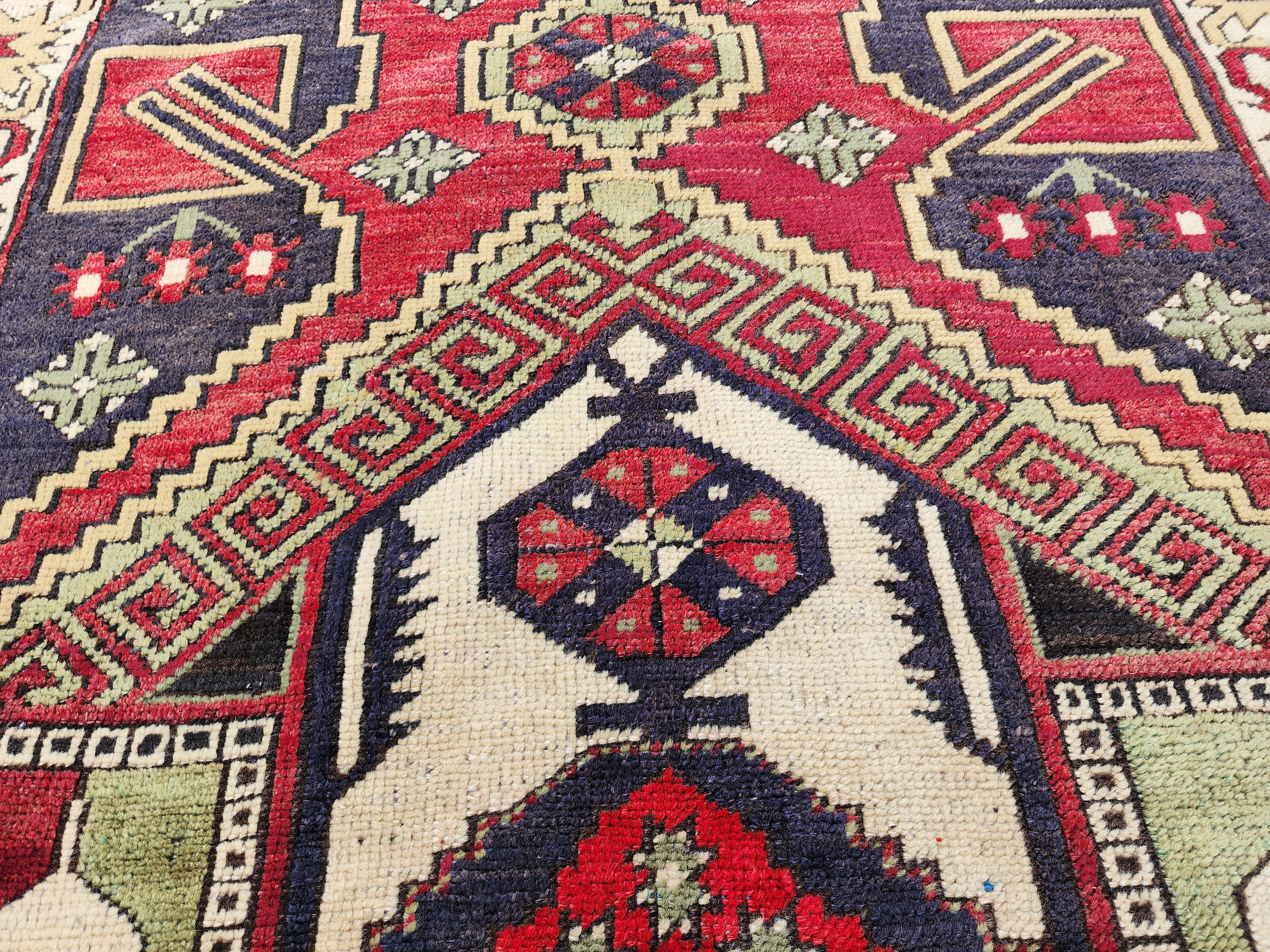 antique Konya Wool Small Rug — edge weave