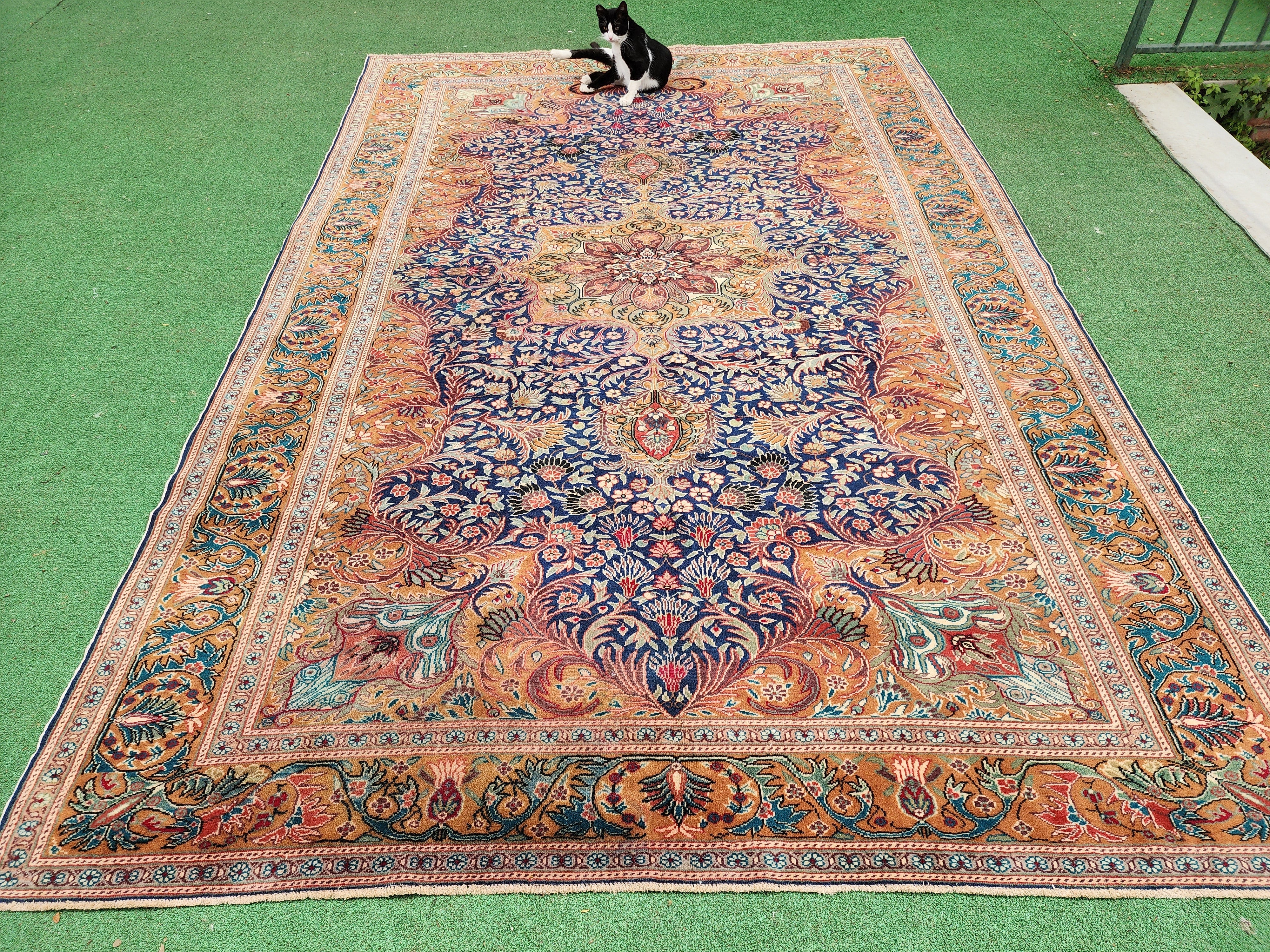 vintage Anatolian Wool Large Area Rug — back view