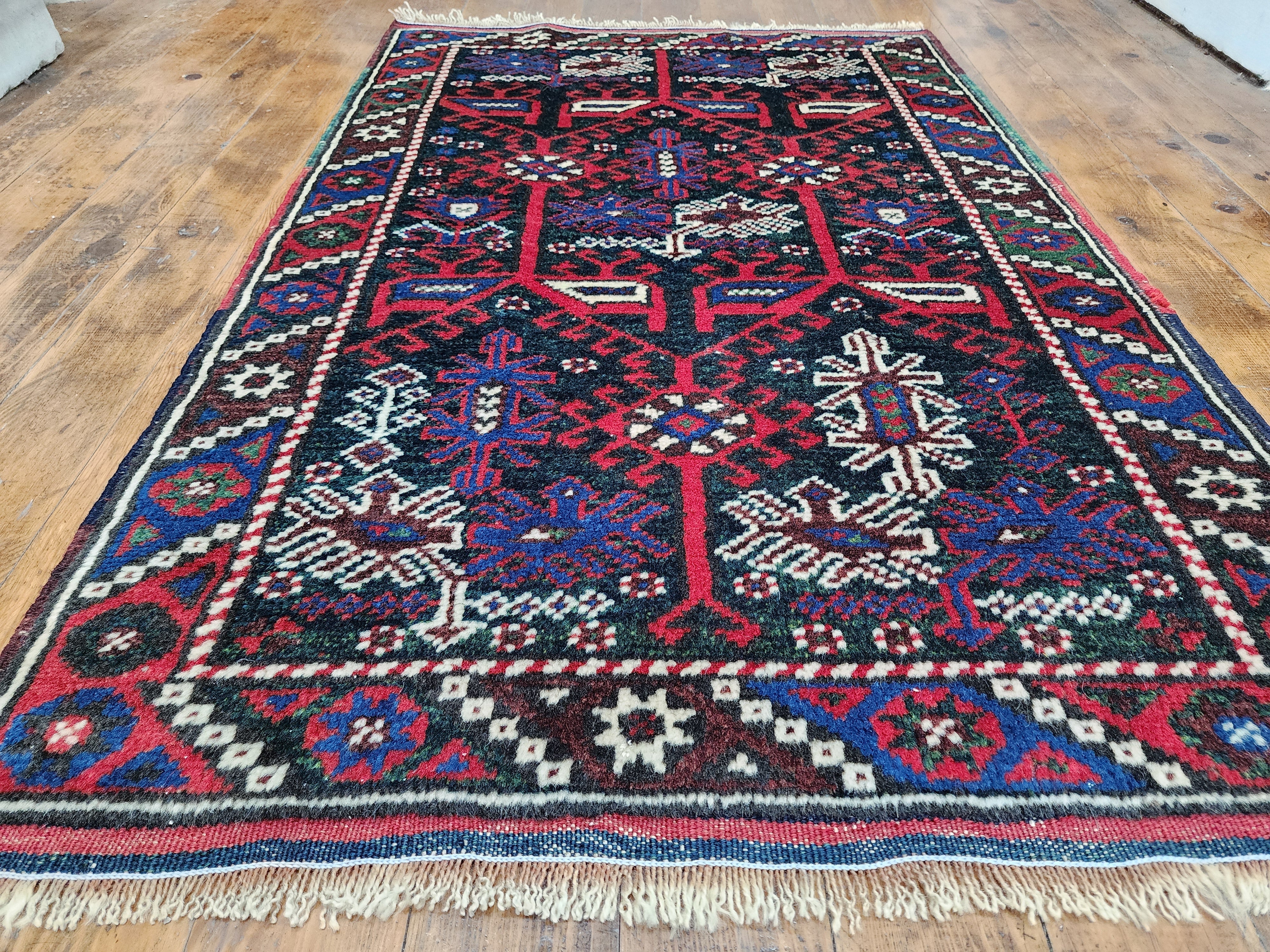 vintage Tribal Wool Small Rug — border pattern