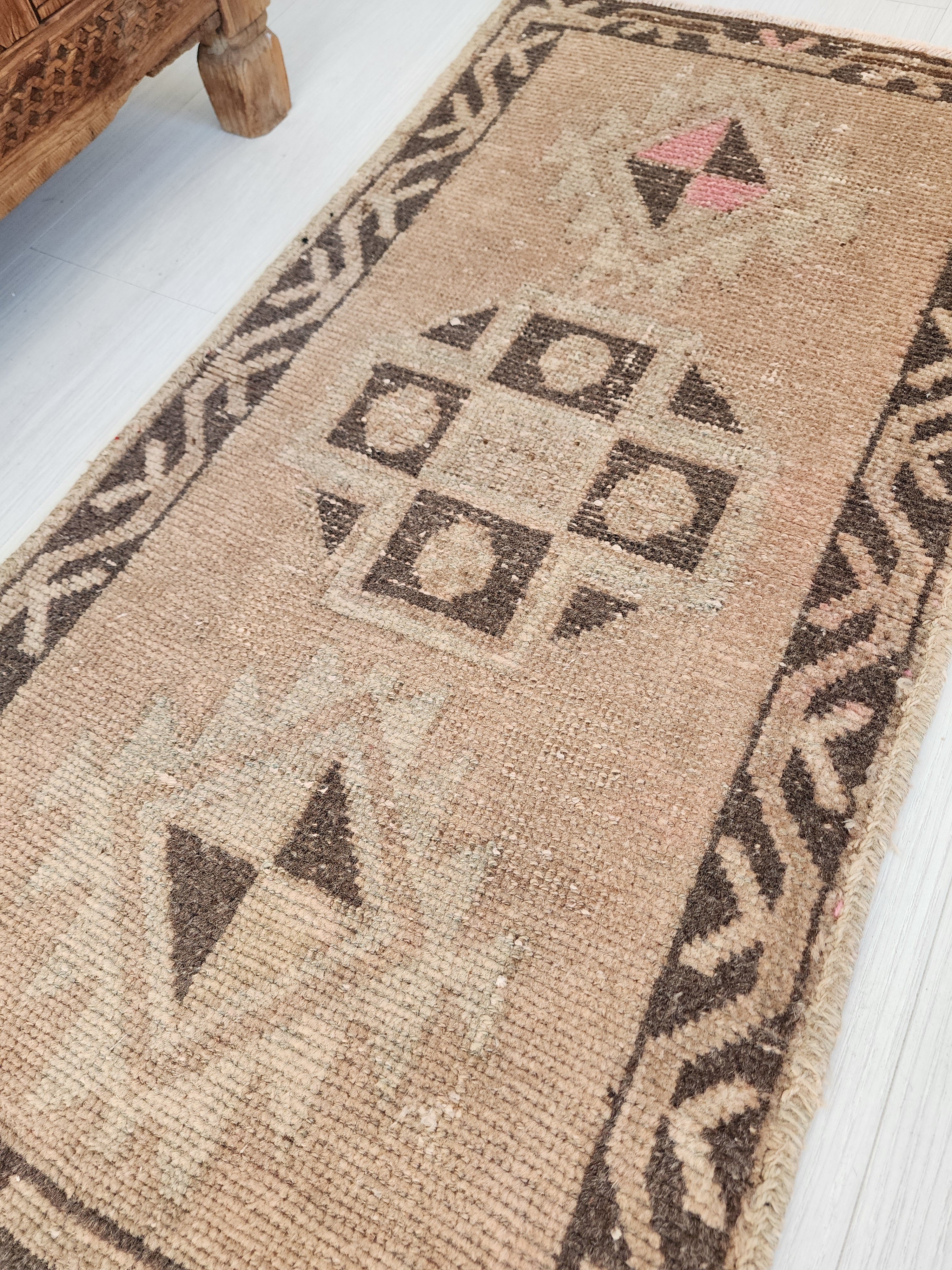 vintage Anatolian Wool Small Rug — back view