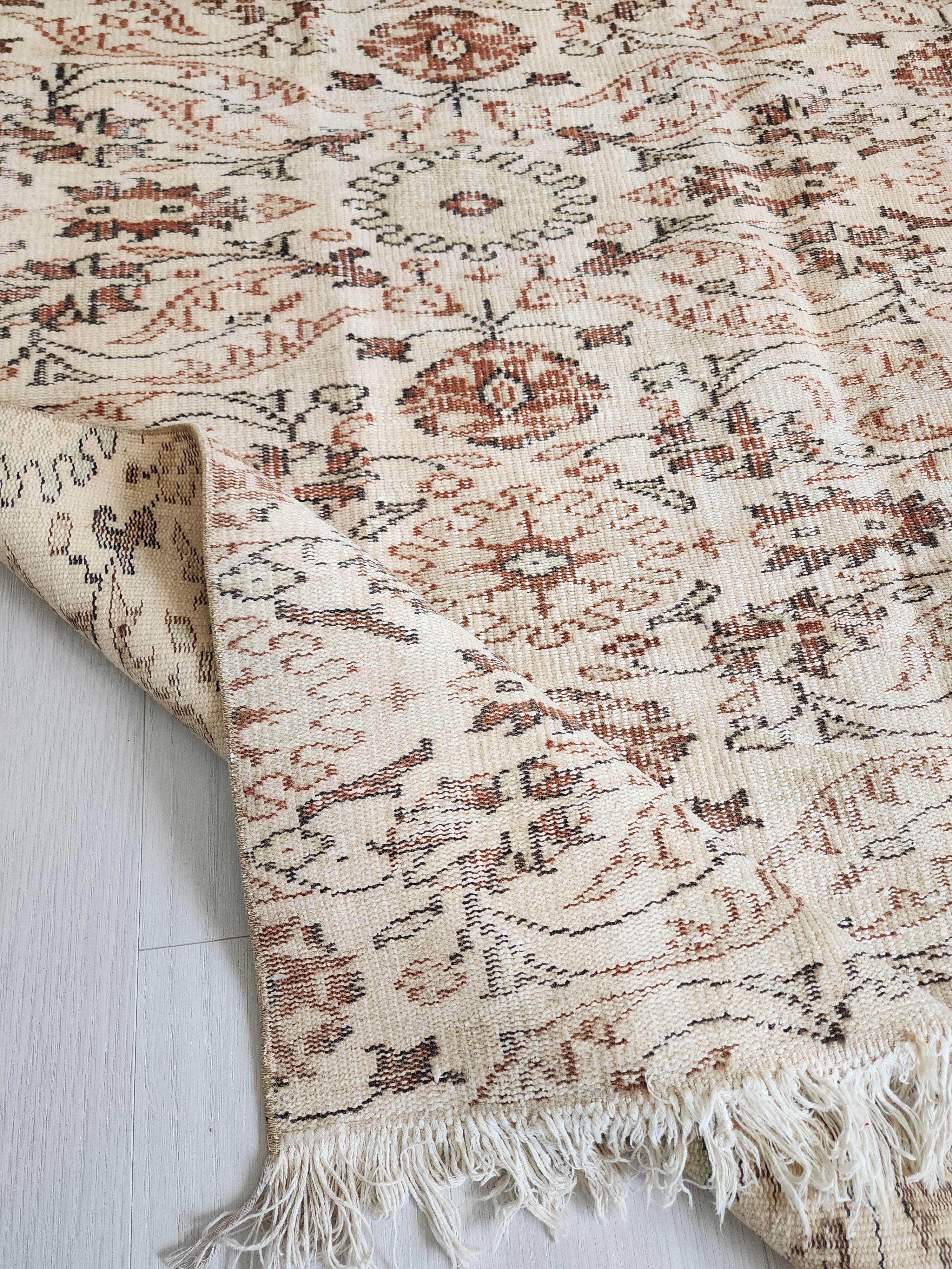 vintage Oushak Area Rug — back view